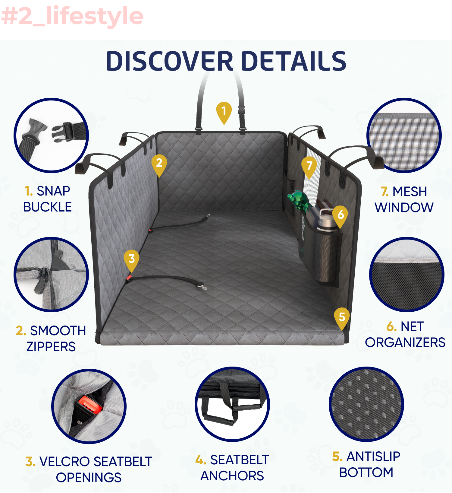 Large Seat Guard Waterproof Back Seat Extended Cover With Mesh Window Storage Pockets