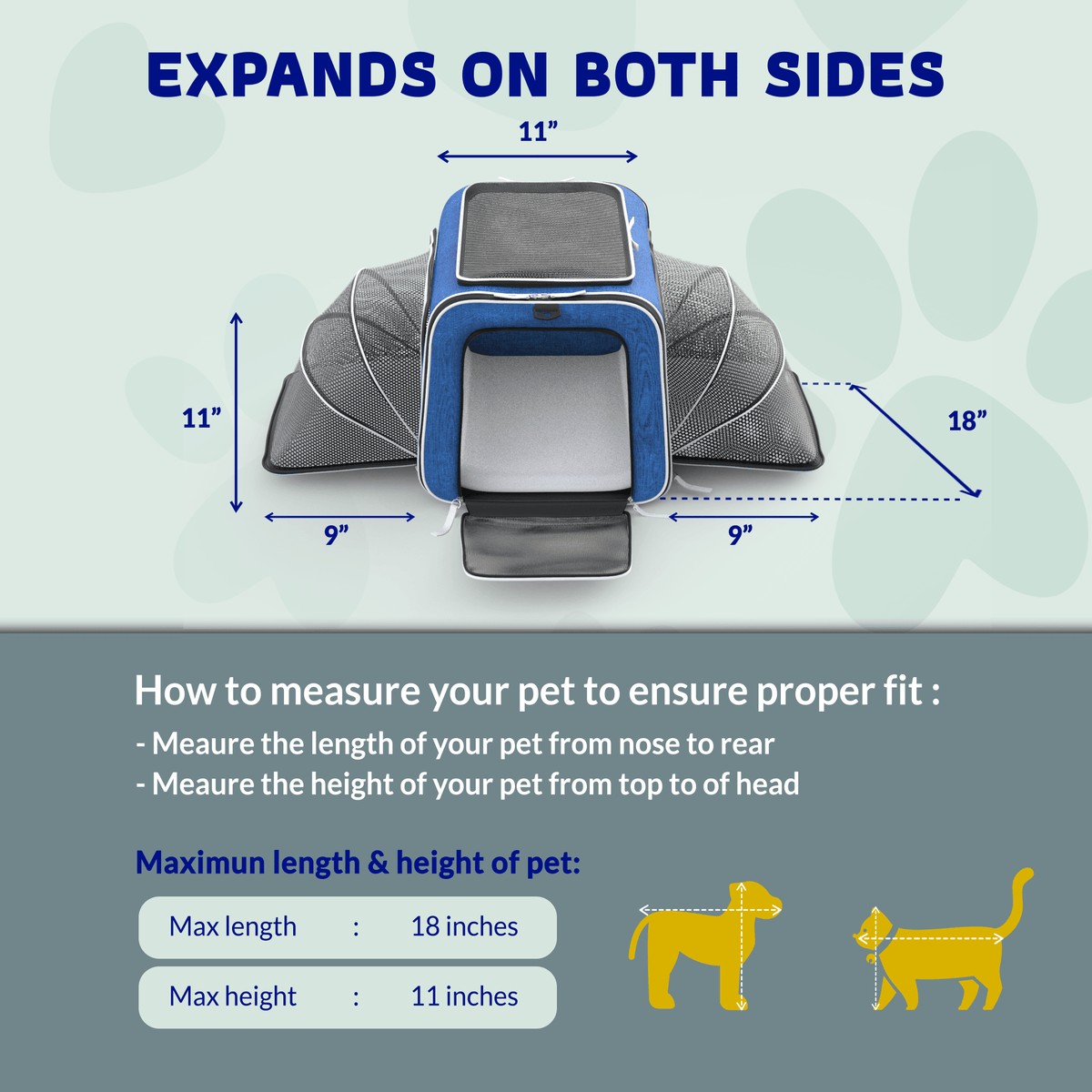 Rolling Rover Airline Compliant Expandable Wheeled Pet Carrier #Color_Discontinued Solid Blue