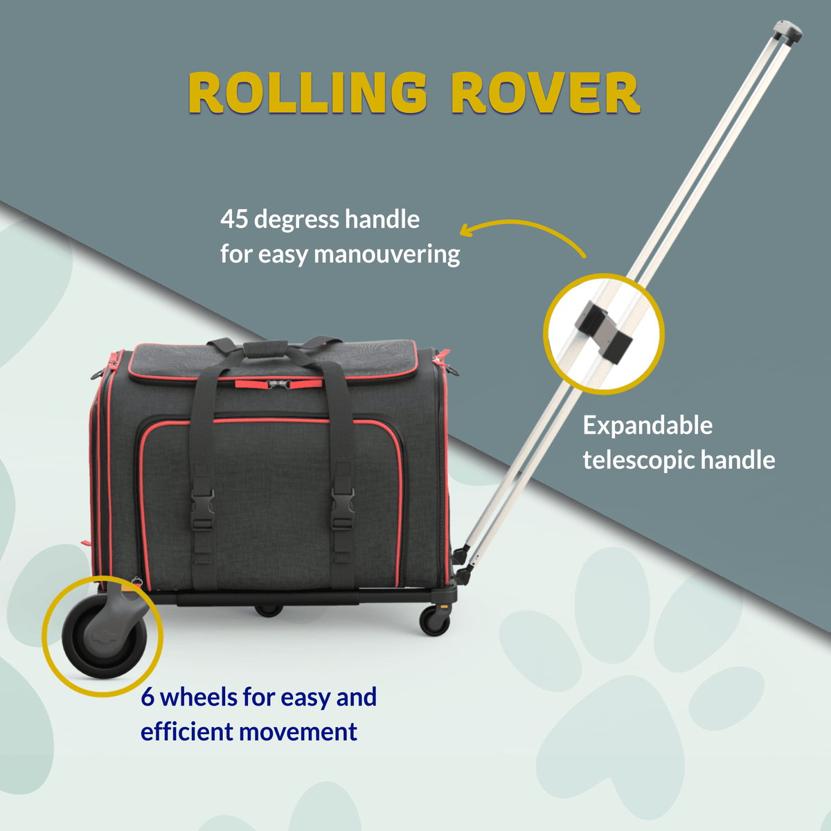 Rolling Rover Airline Compliant Expandable Wheeled Pet Carrier #Color_Black Red