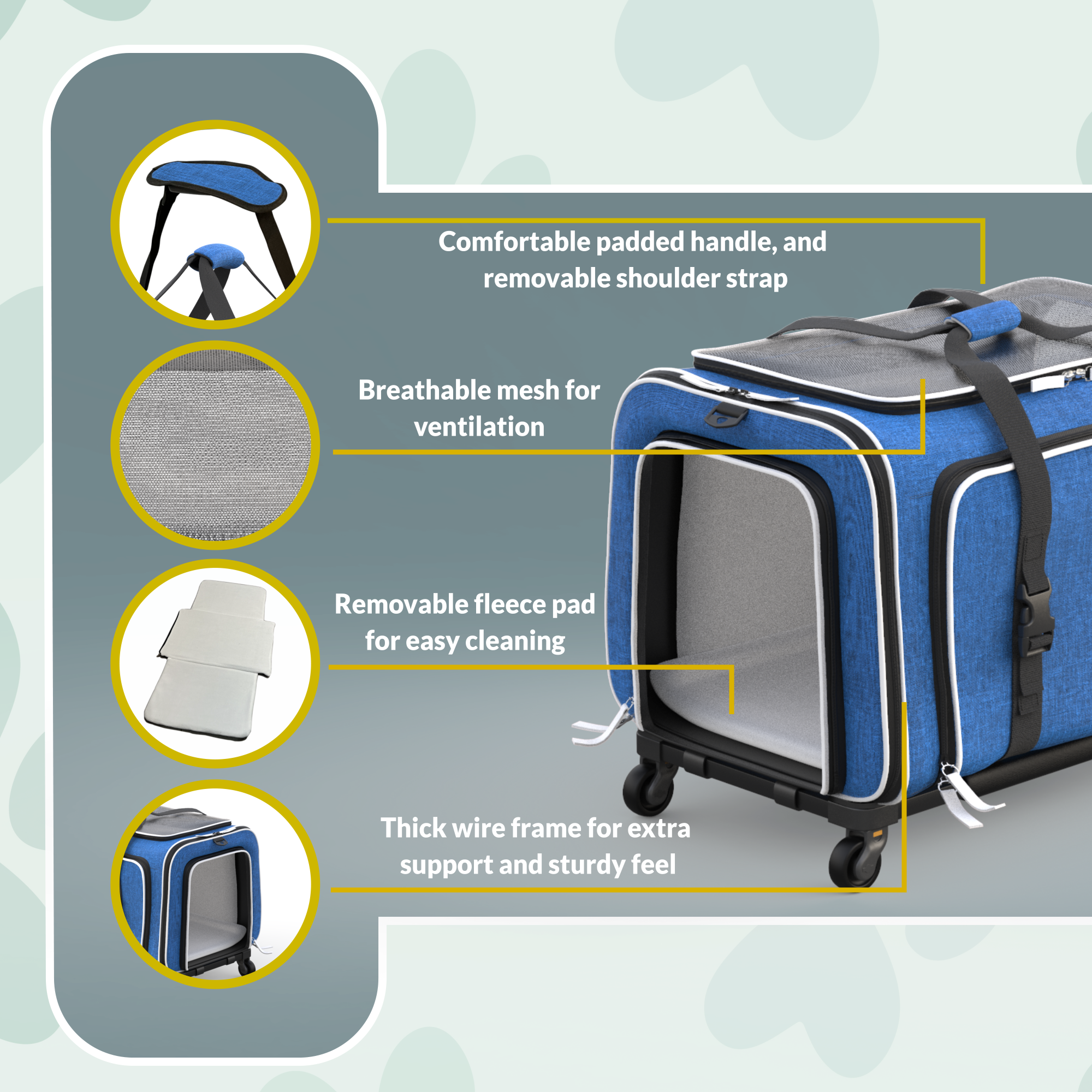 Katziela Rolling Rover Airline Compliant Expandable Wheeled Pet Carrier