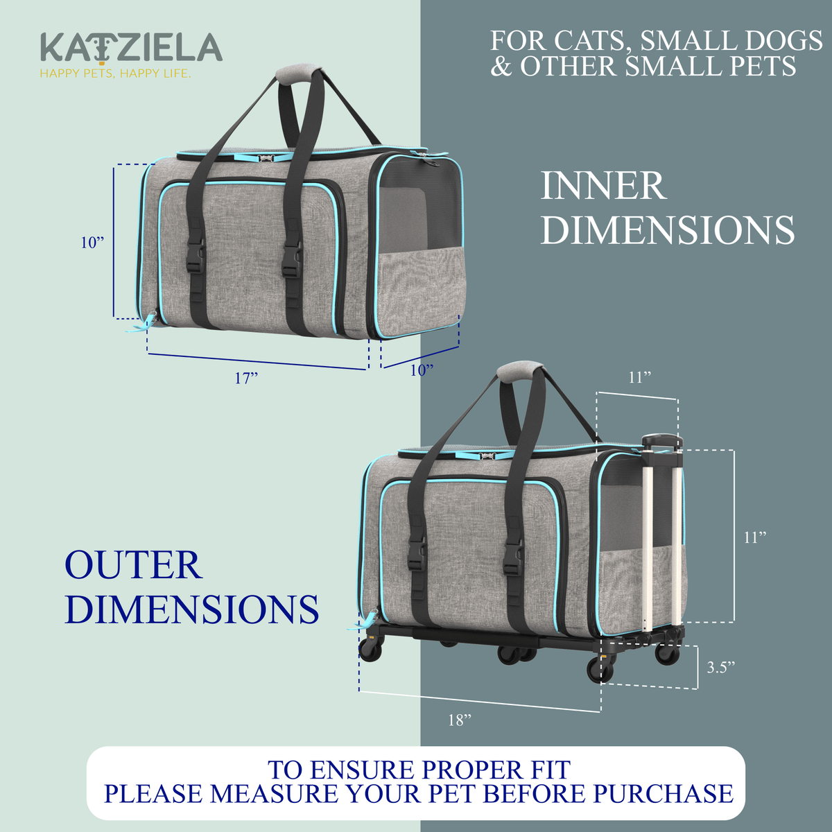 Rolling Rover Airline Compliant Expandable Wheeled Pet Carrier #Color_White Blue