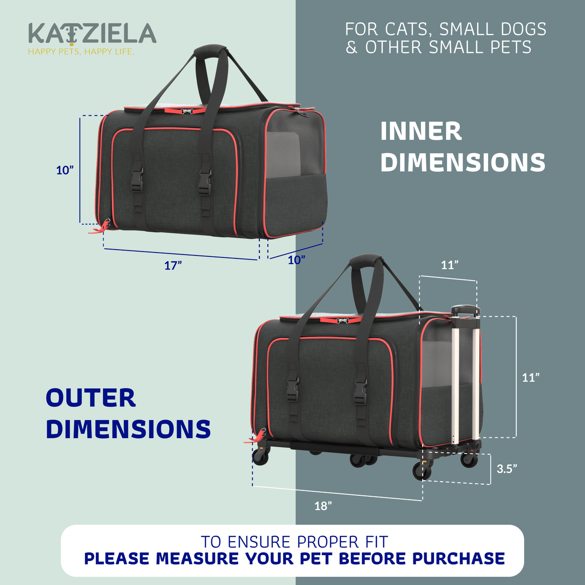Rolling Rover Airline Compliant Expandable Wheeled Pet Carrier #Color_Black Red