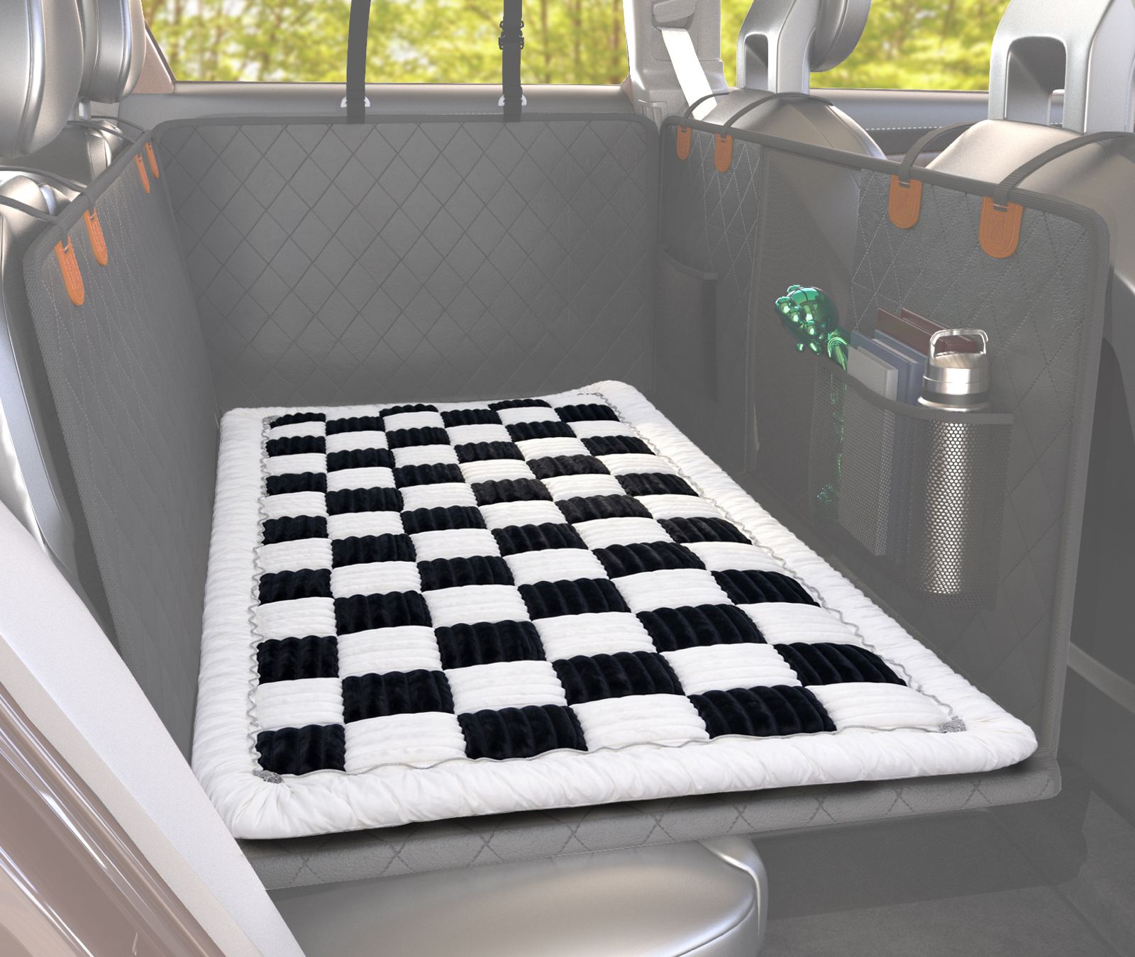 Katziela Backseat Pet Bed Mat – 1.5” Thick Plush Dog Bed Topper for Car Seat Covers