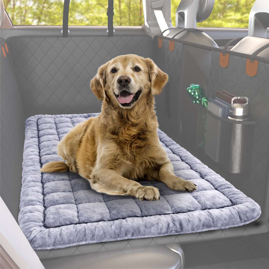 Katziela Backseat Pet Bed Mat – 1.5” Thick Plush Dog Bed Topper for Car Seat Covers