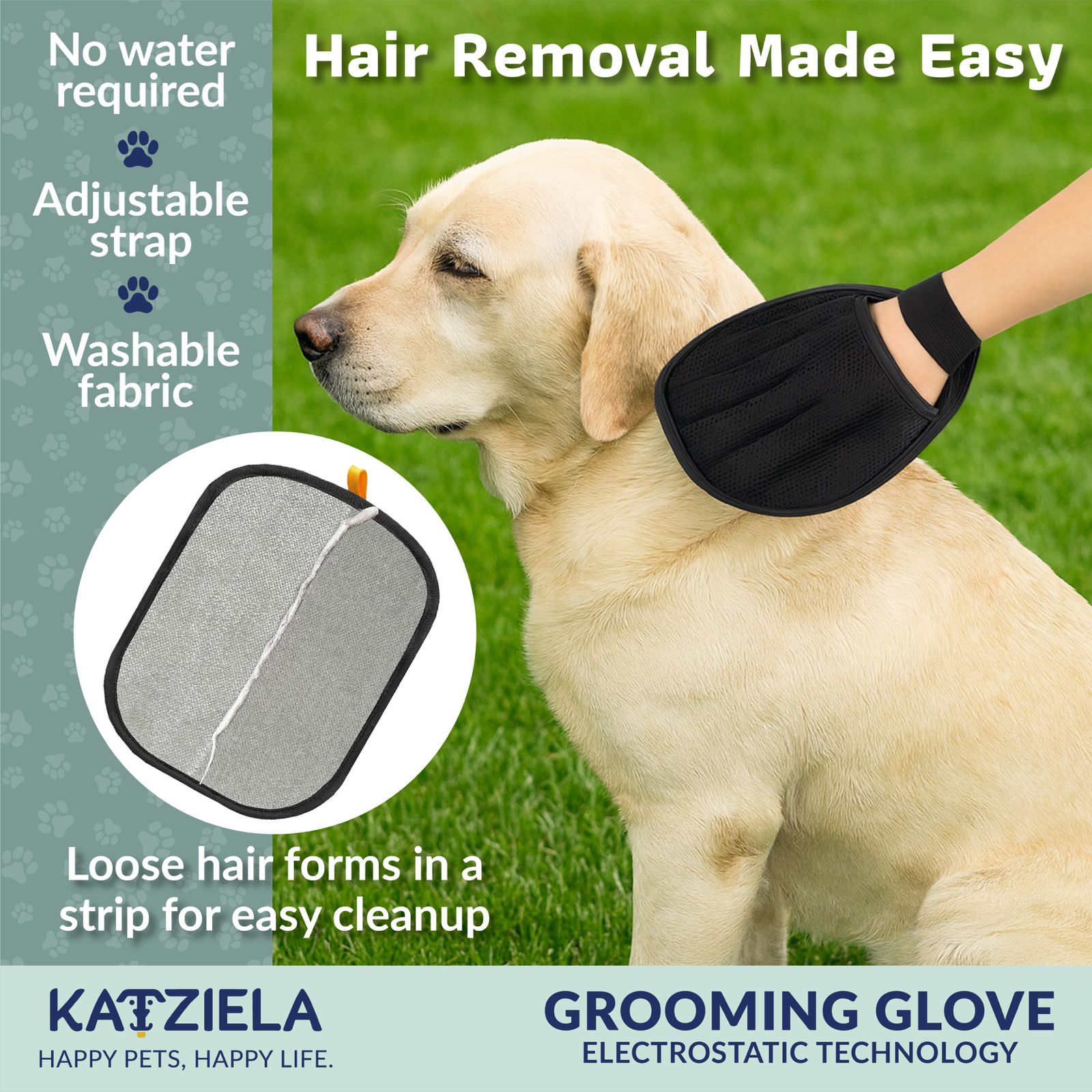 FurTidy Glove by Katziela – Pet Hair Remover Glove for Dogs & Cats, Reusable Electrostatic Grooming Mitt for Furniture, Clothing, Carpet & Car Seats – Washable & Eco-Friendly Deshedding Tool