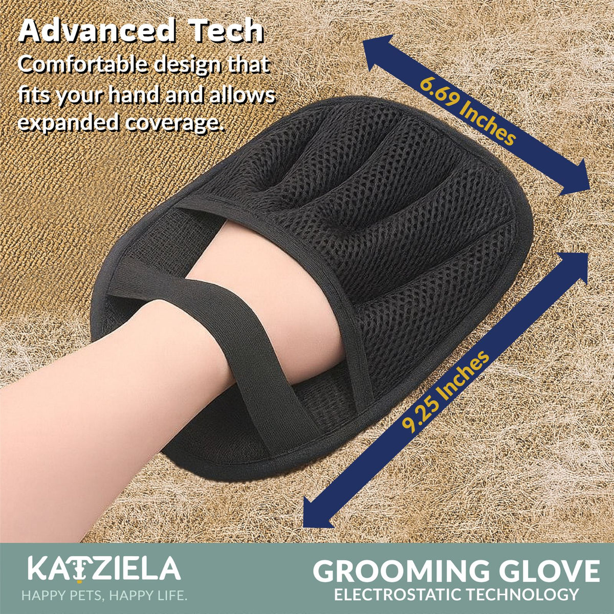 FurTidy Glove by Katziela – Pet Hair Remover Glove for Dogs & Cats, Reusable Electrostatic Grooming Mitt for Furniture, Clothing, Carpet & Car Seats – Washable & Eco-Friendly Deshedding Tool