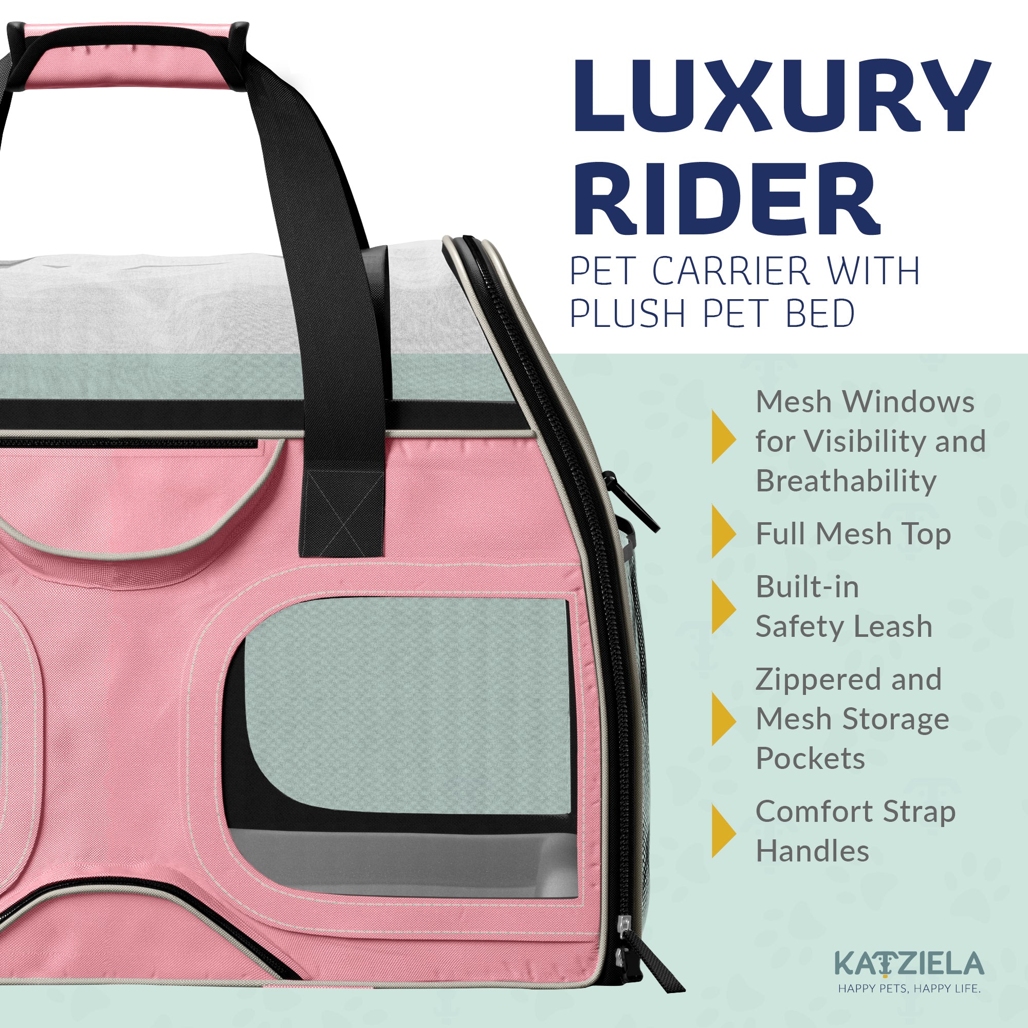 Luxury Rider™ Pet Carrier with Removable Wheels and Telescopic Handle