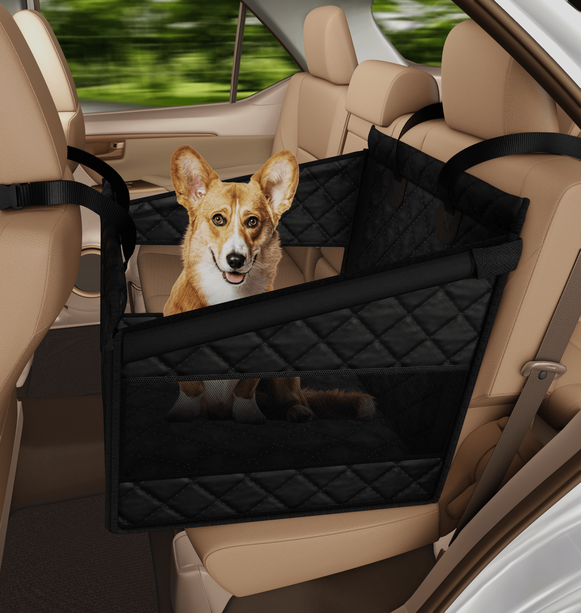 Katziela Dog Back Seat Cover Waterproof Quilted 600D Oxford Fabric, Heavy-Duty Non-Slip Bench Protector for Cars, SUVS & TRUCKS – SINGLE Size, Leaves Space for Passengers.