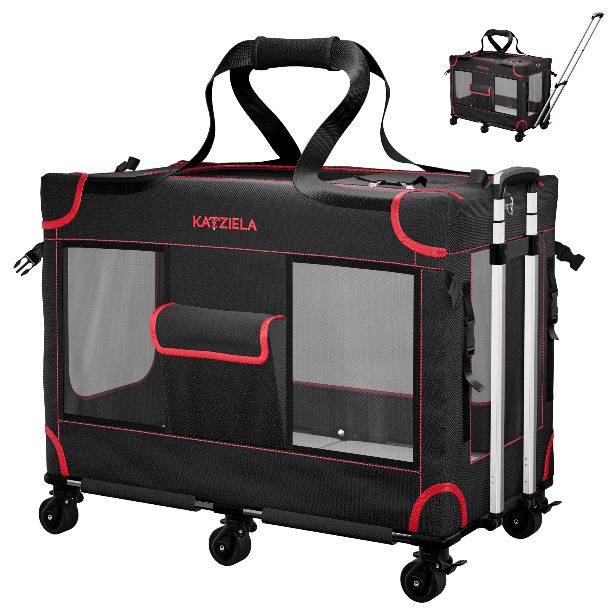 Katziela Mega Cruze Rolling Pet Carrier – Stress - Free Travel for Med