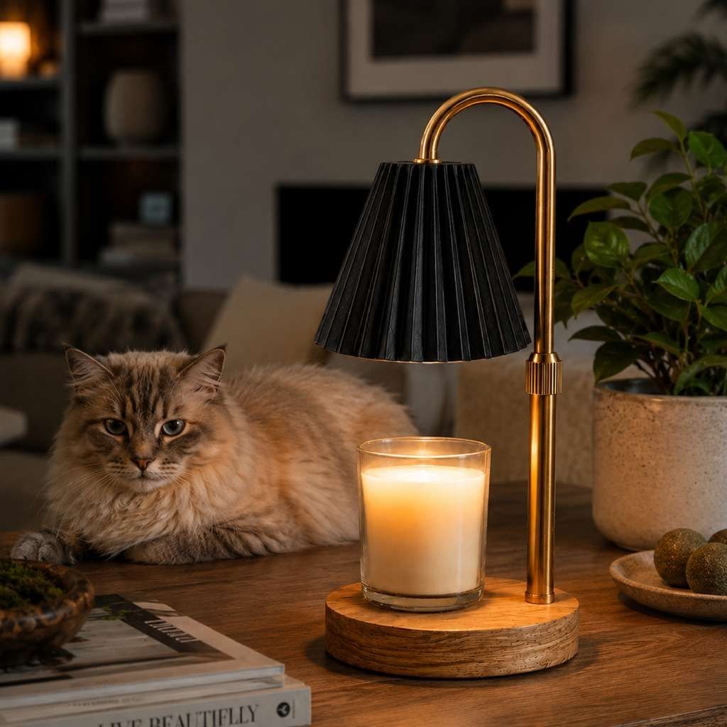 Katziela pet-friendly candle warmer lamp, black shade #Color_Black