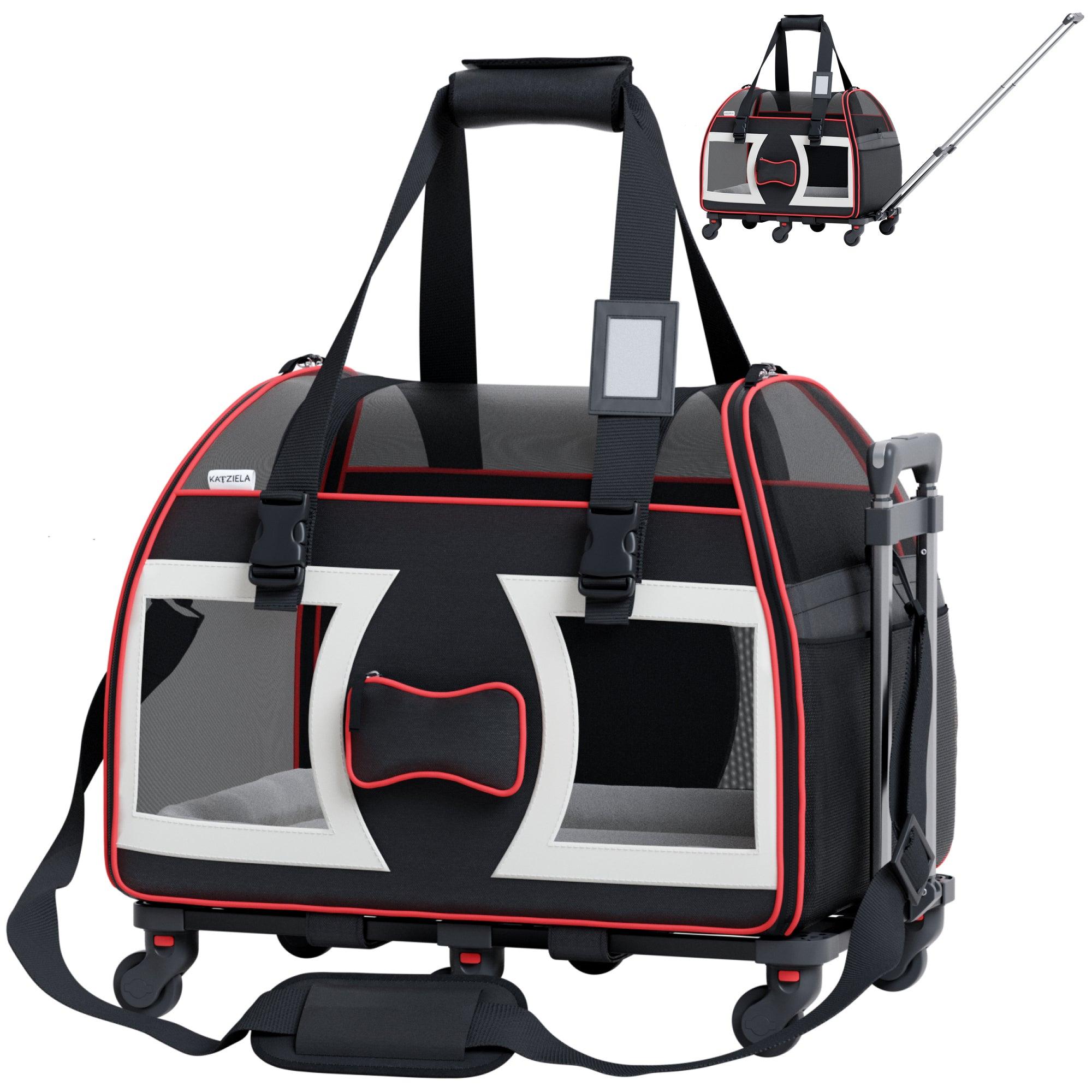 Bone Cruiser™ Pet Carrier with Removable Wheels and Telescopic Handle - Katziela