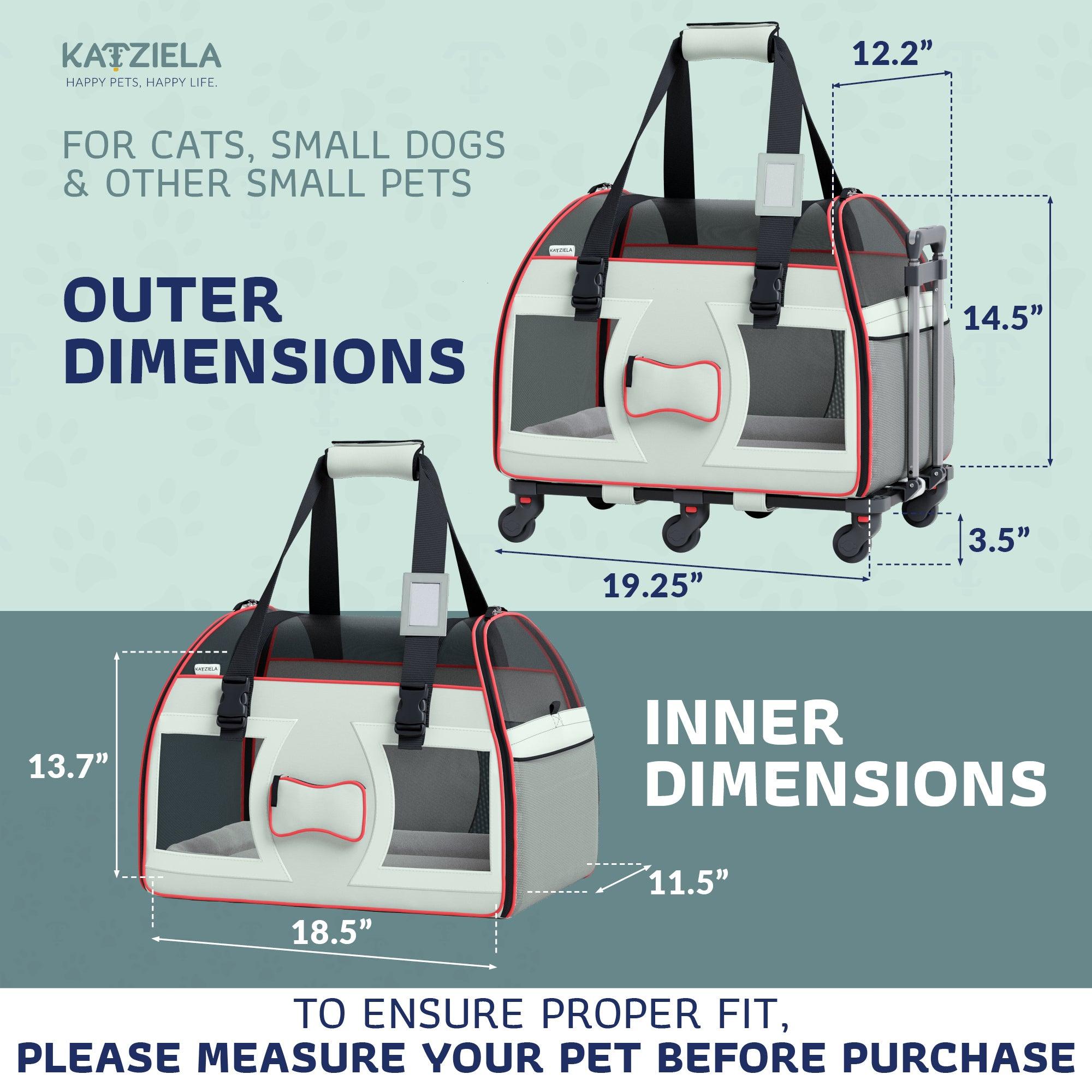 Bone Cruiser™ Pet Carrier with Removable Wheels and Telescopic Handle - Katziela