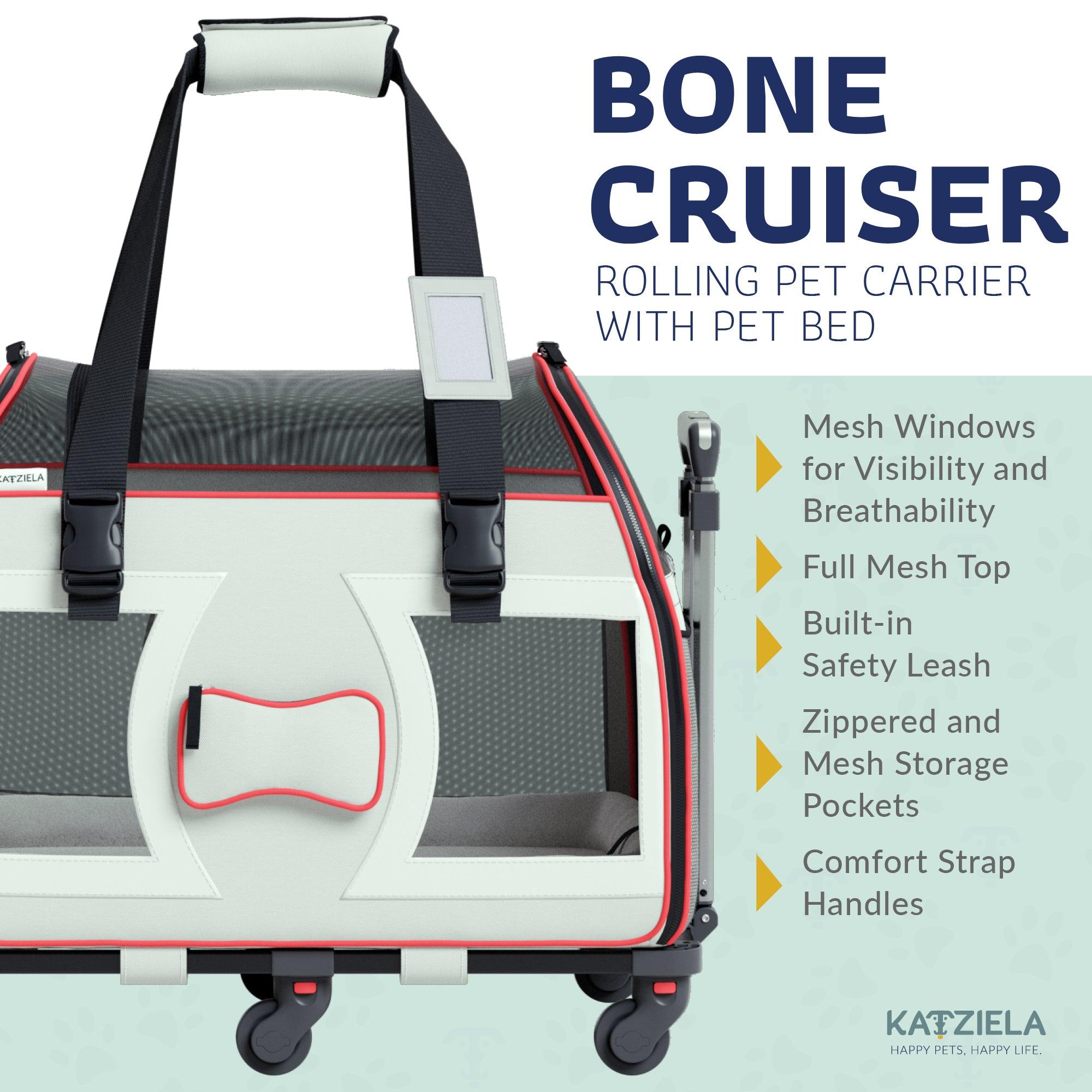 Bone Cruiser™ Pet Carrier with Removable Wheels and Telescopic Handle - Katziela