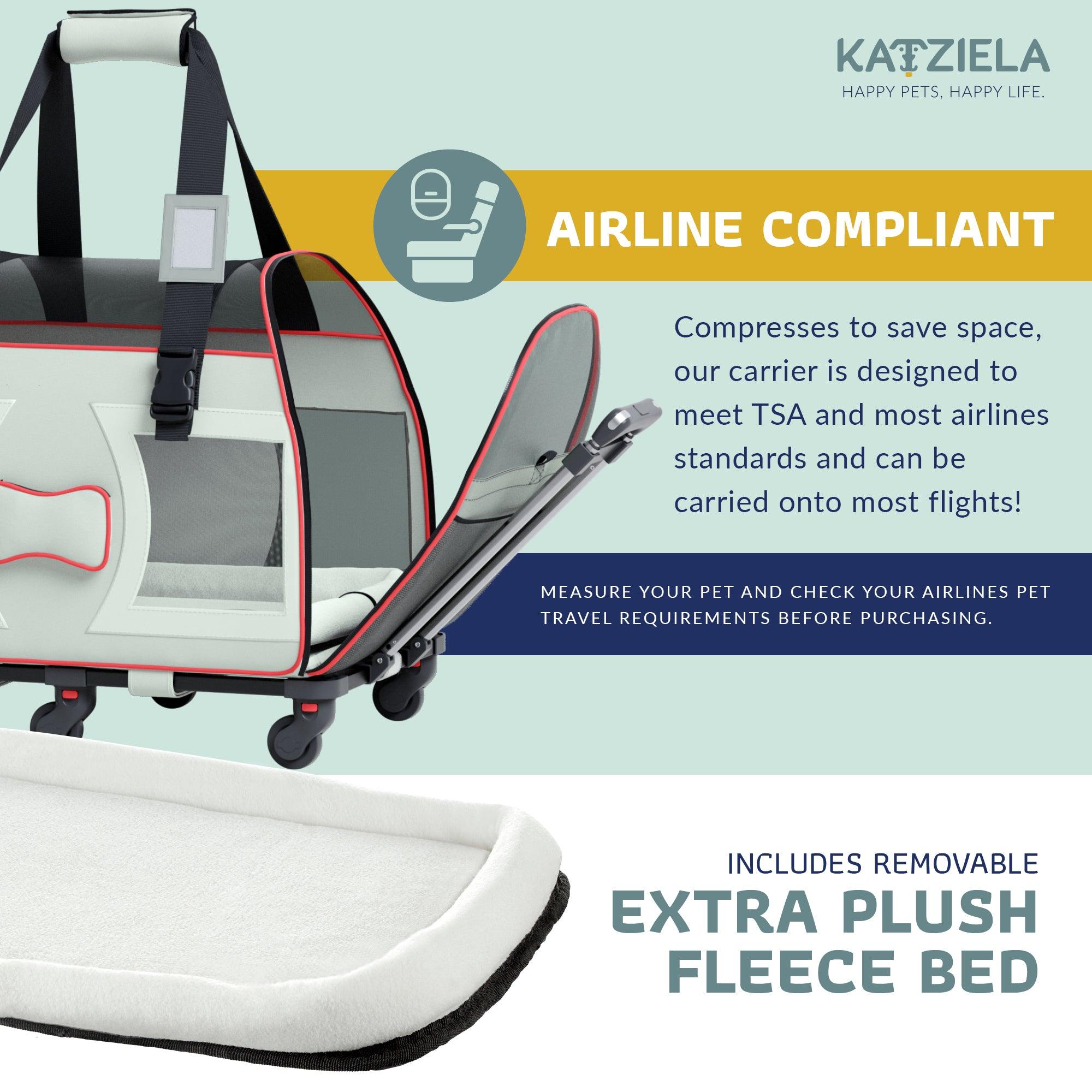 Bone Cruiser™ Pet Carrier with Removable Wheels and Telescopic Handle - Katziela