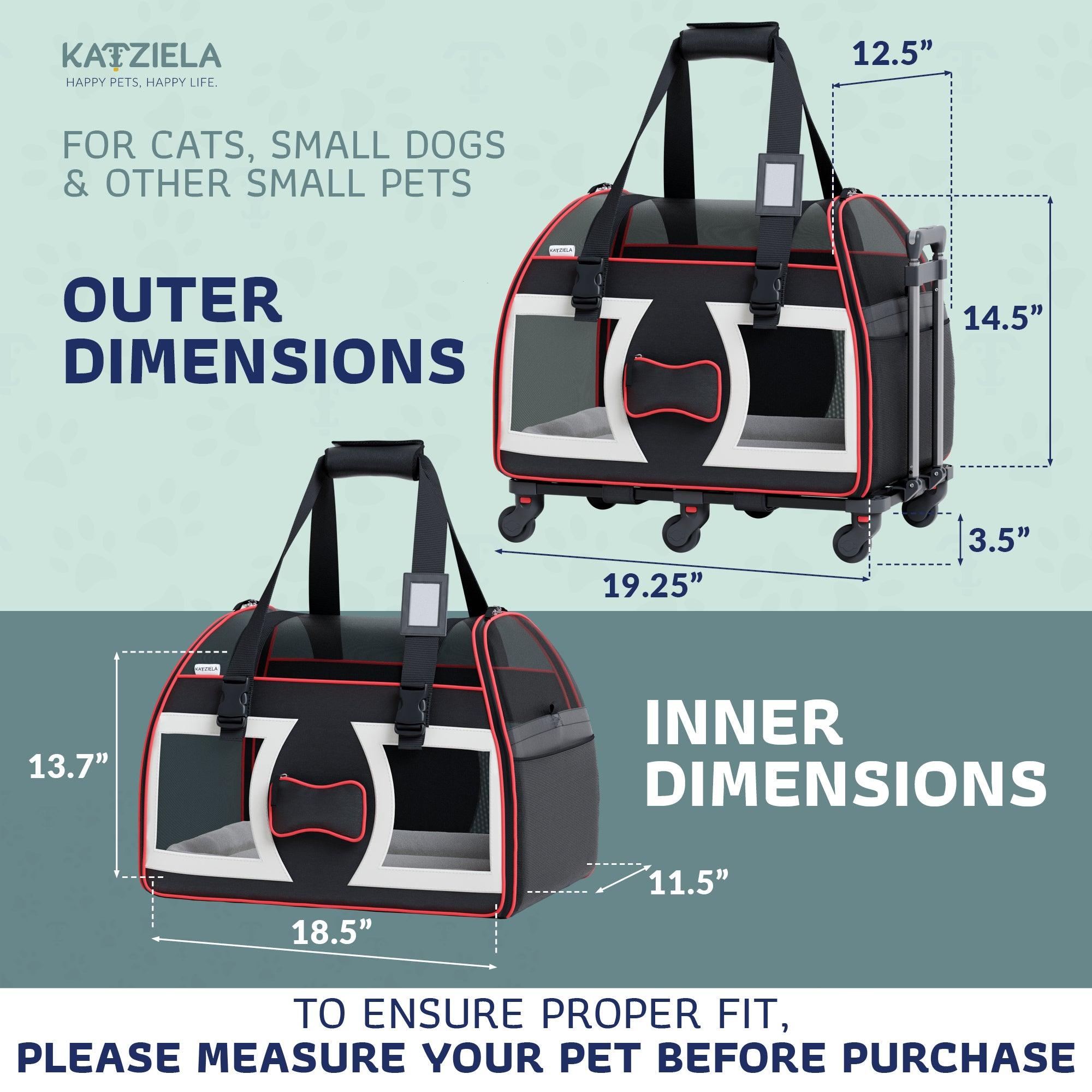 Bone Cruiser™ Pet Carrier with Removable Wheels and Telescopic Handle - Katziela