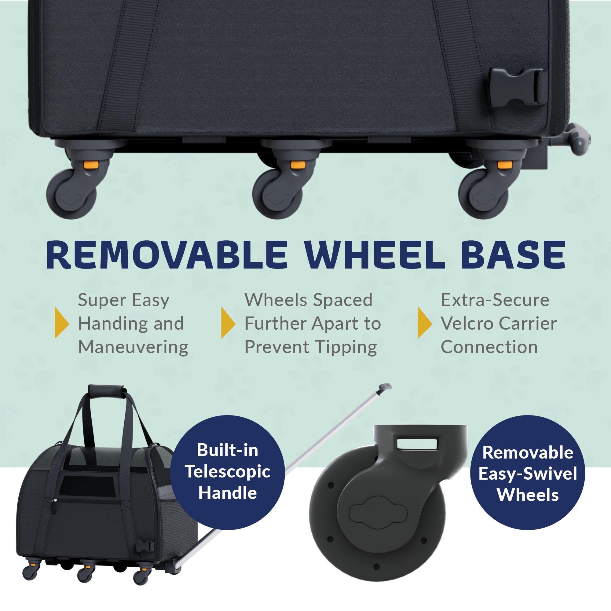 Cozy Commuter™ Pet Carrier with Removable Wheels and Telescopic Handle - Katziela