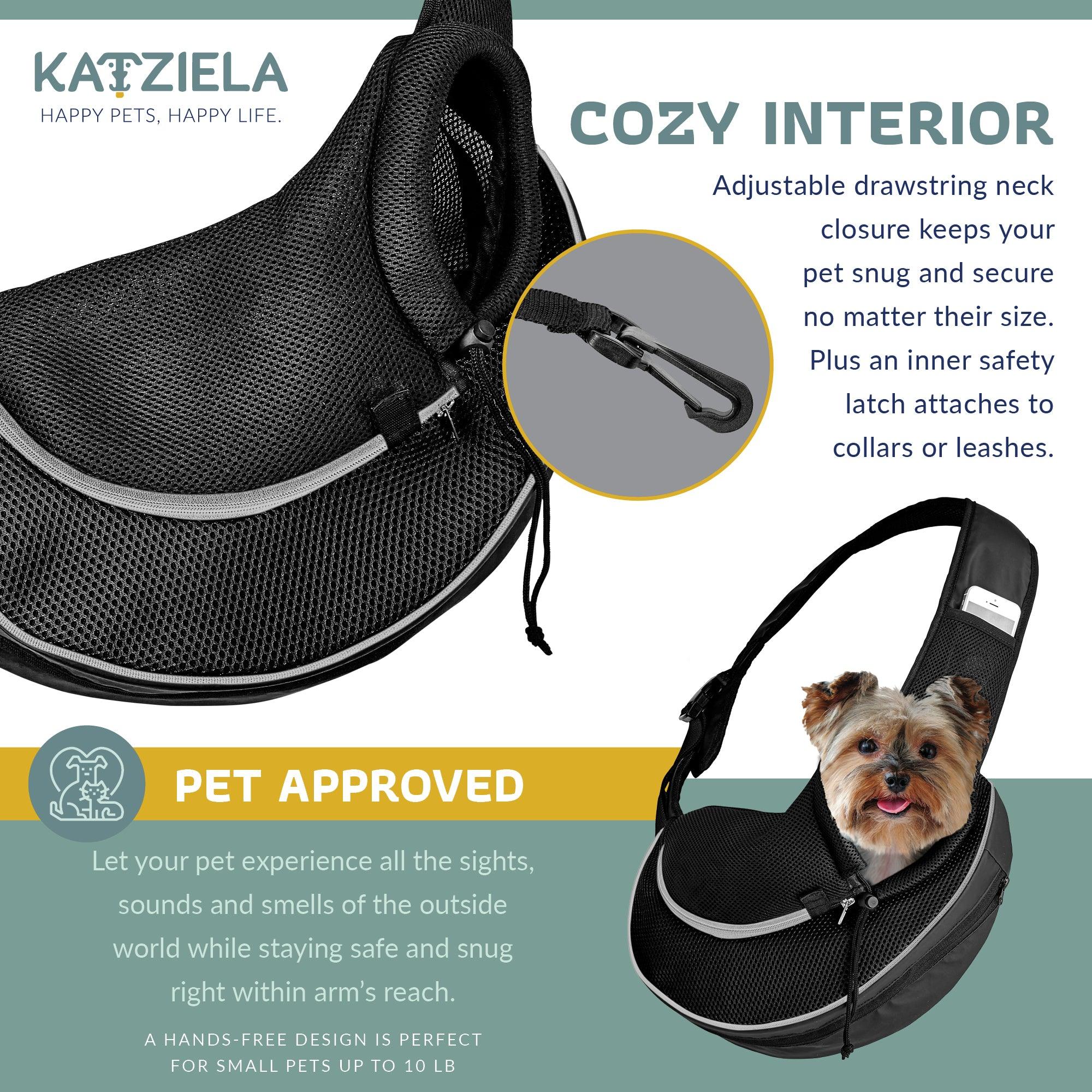 Expandable Sling Bag - Front Shoulder Pet Carrier for Small Dog, Cat and Puppy - Katziela