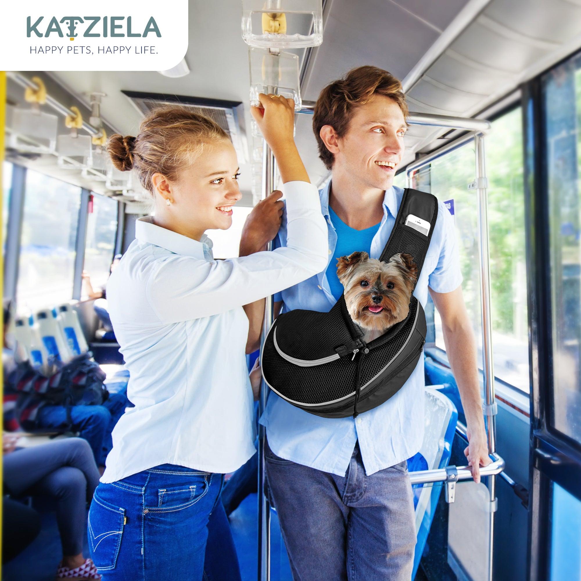 Expandable Sling Bag - Front Shoulder Pet Carrier for Small Dog, Cat and Puppy - Katziela