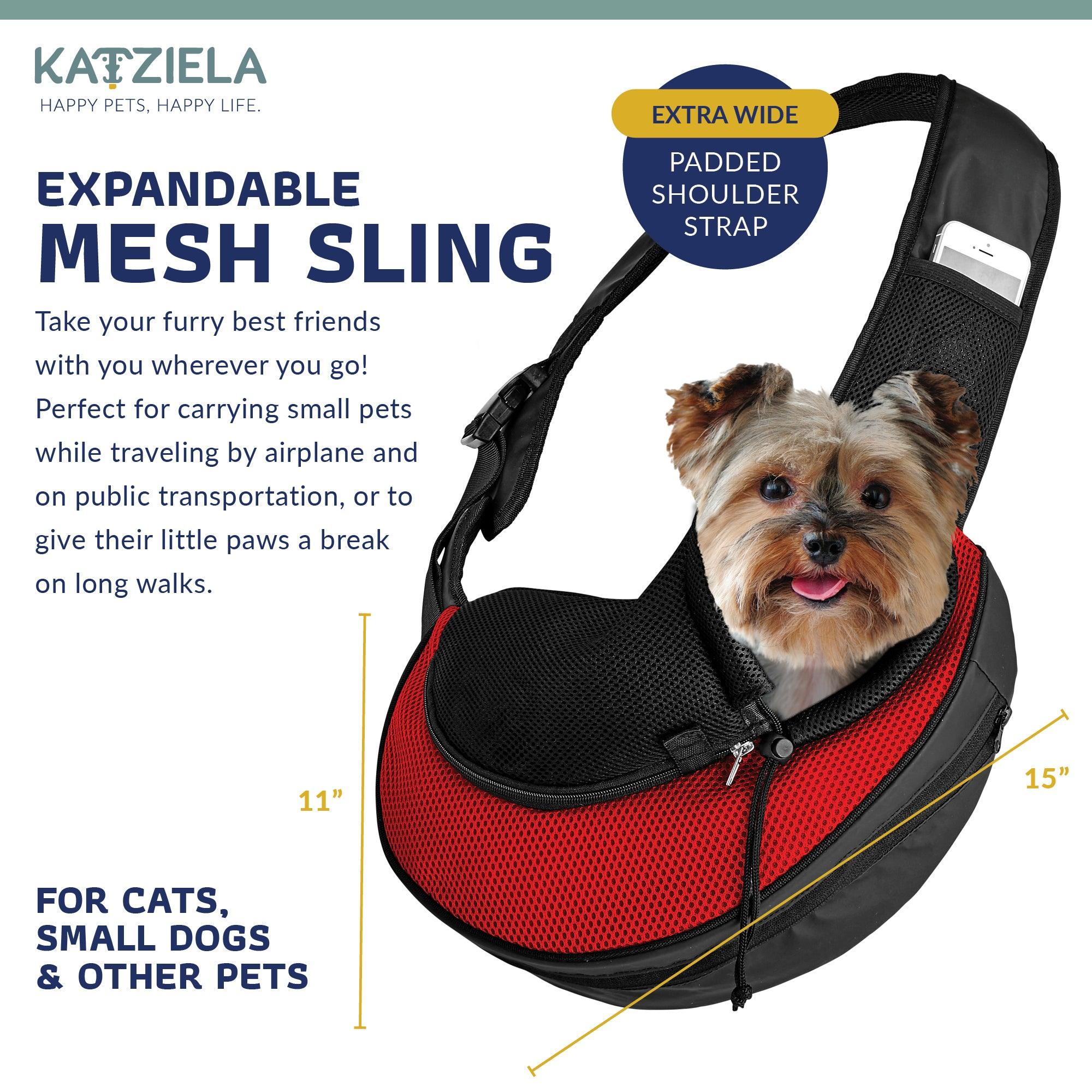 Expandable Sling Bag - Front Shoulder Pet Carrier for Small Dog, Cat and Puppy - Katziela