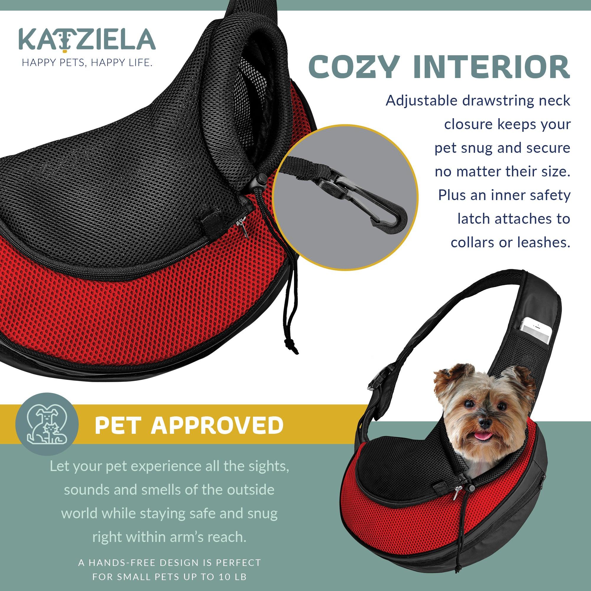 Expandable Sling Bag - Front Shoulder Pet Carrier for Small Dog, Cat and Puppy - Katziela