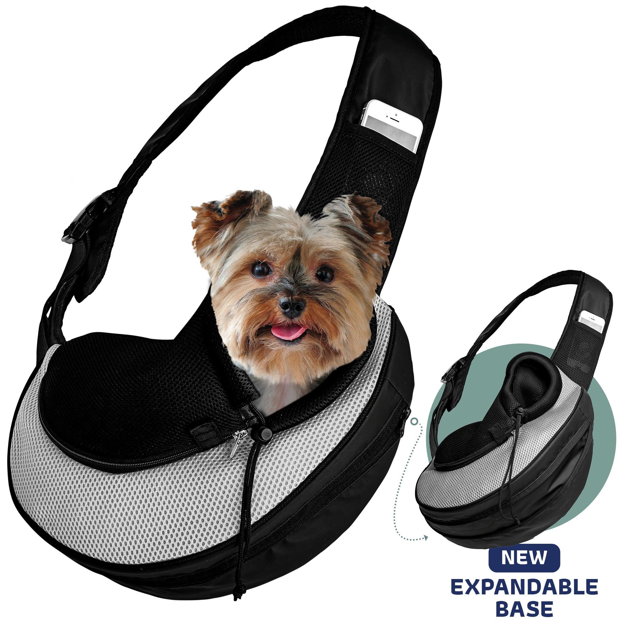 Expandable Sling Bag - Front Shoulder Pet Carrier for Small Dog, Cat and Puppy - Katziela