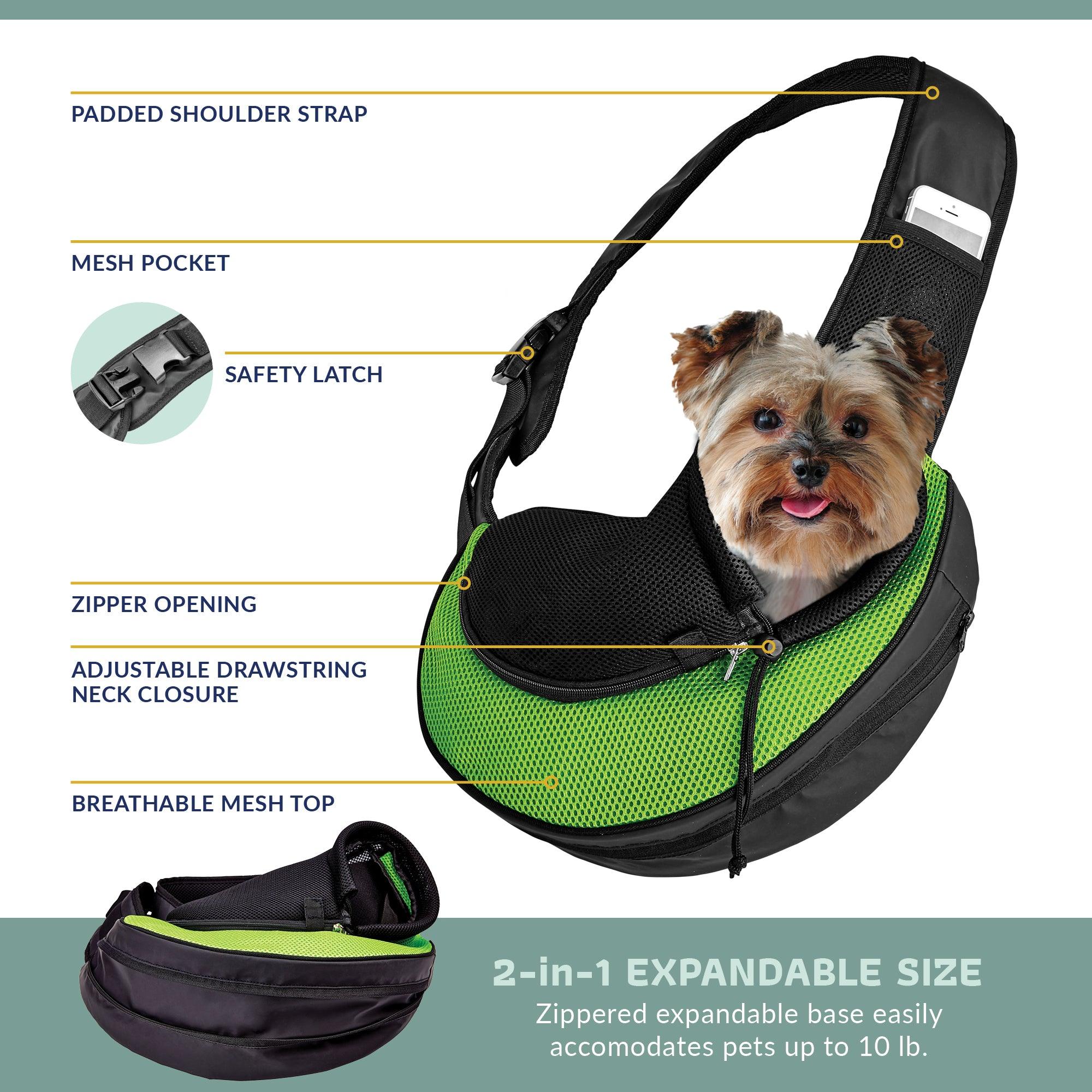 Expandable Sling Bag - Front Shoulder Pet Carrier for Small Dog, Cat and Puppy - Katziela