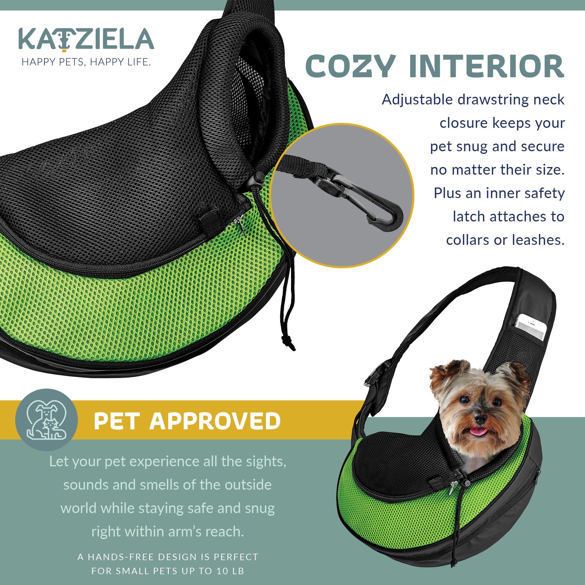 Expandable Sling Bag - Front Shoulder Pet Carrier for Small Dog, Cat and Puppy - Katziela