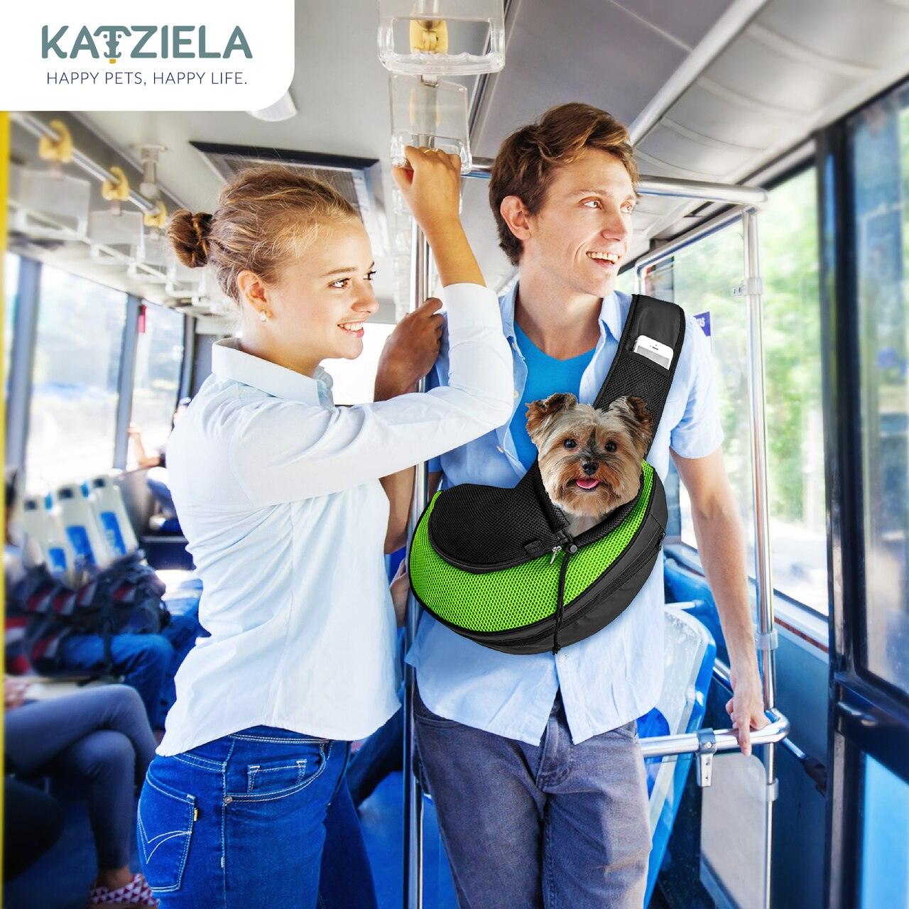 Expandable Sling Bag - Front Shoulder Pet Carrier for Small Dog, Cat and Puppy - Katziela