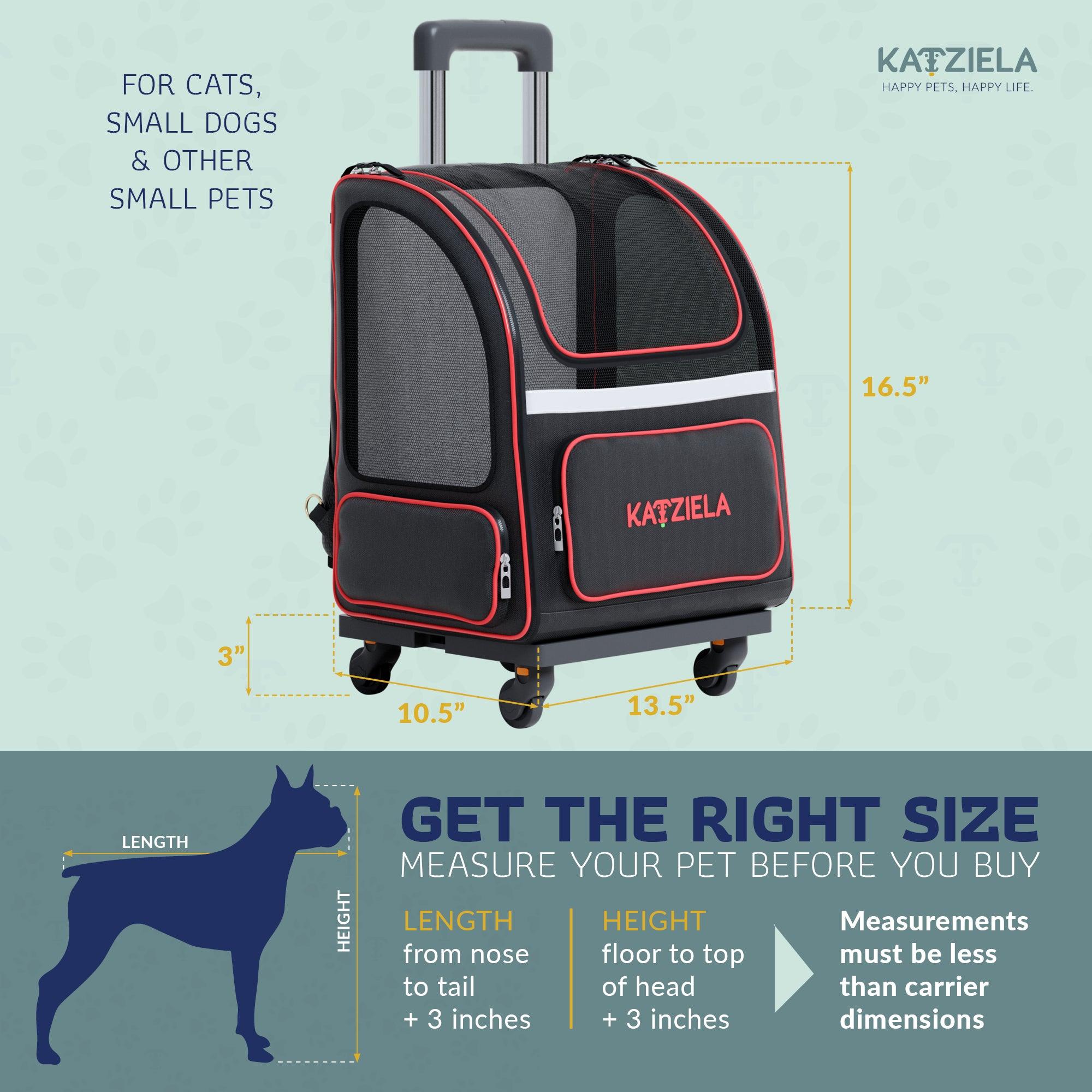 Hybrid Adventurer™ Pet Backpack with Removable Wheels and Telescopic Handle - Katziela
