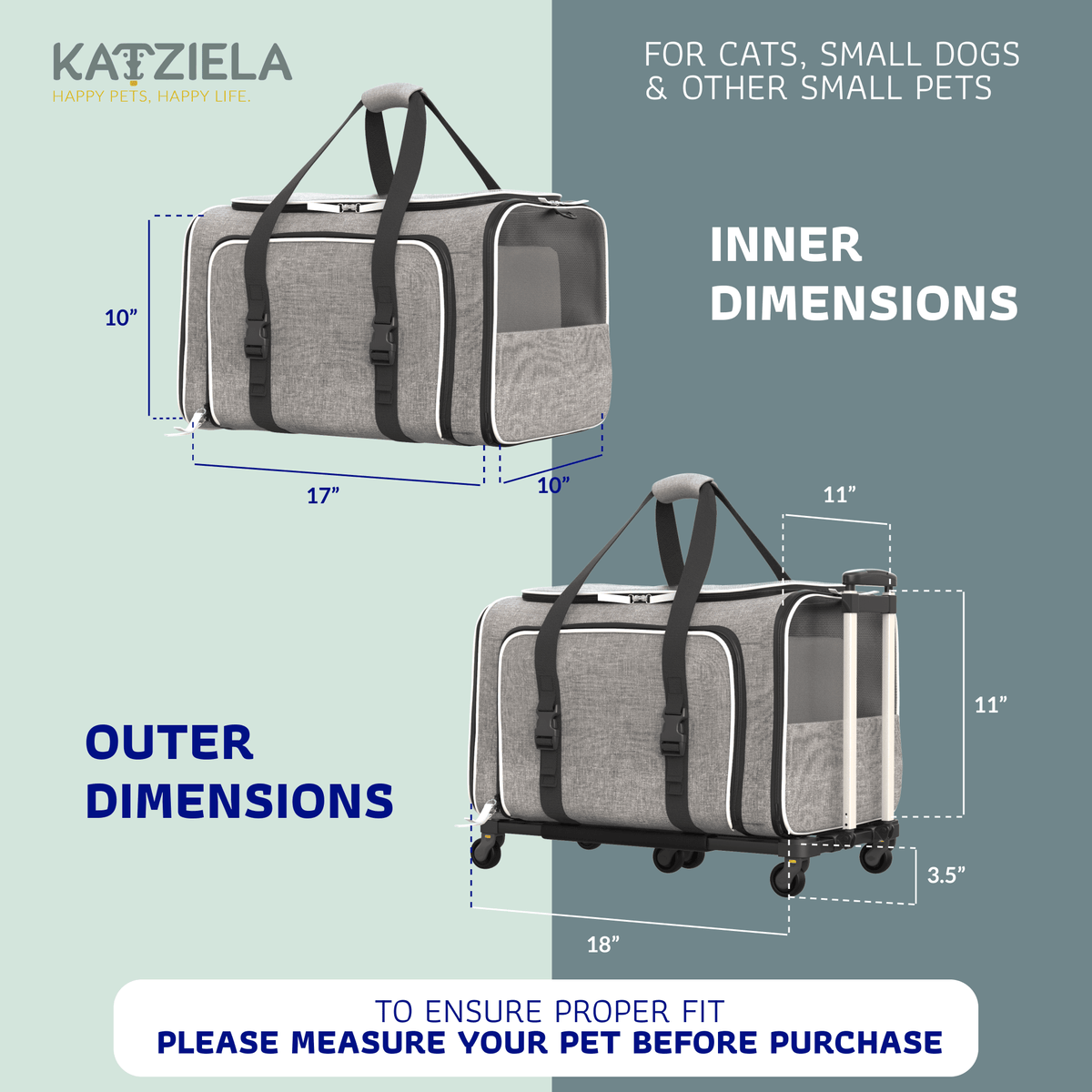 Rolling Rover Airline Compliant Expandable Wheeled Pet Carrier #Color_Gray White