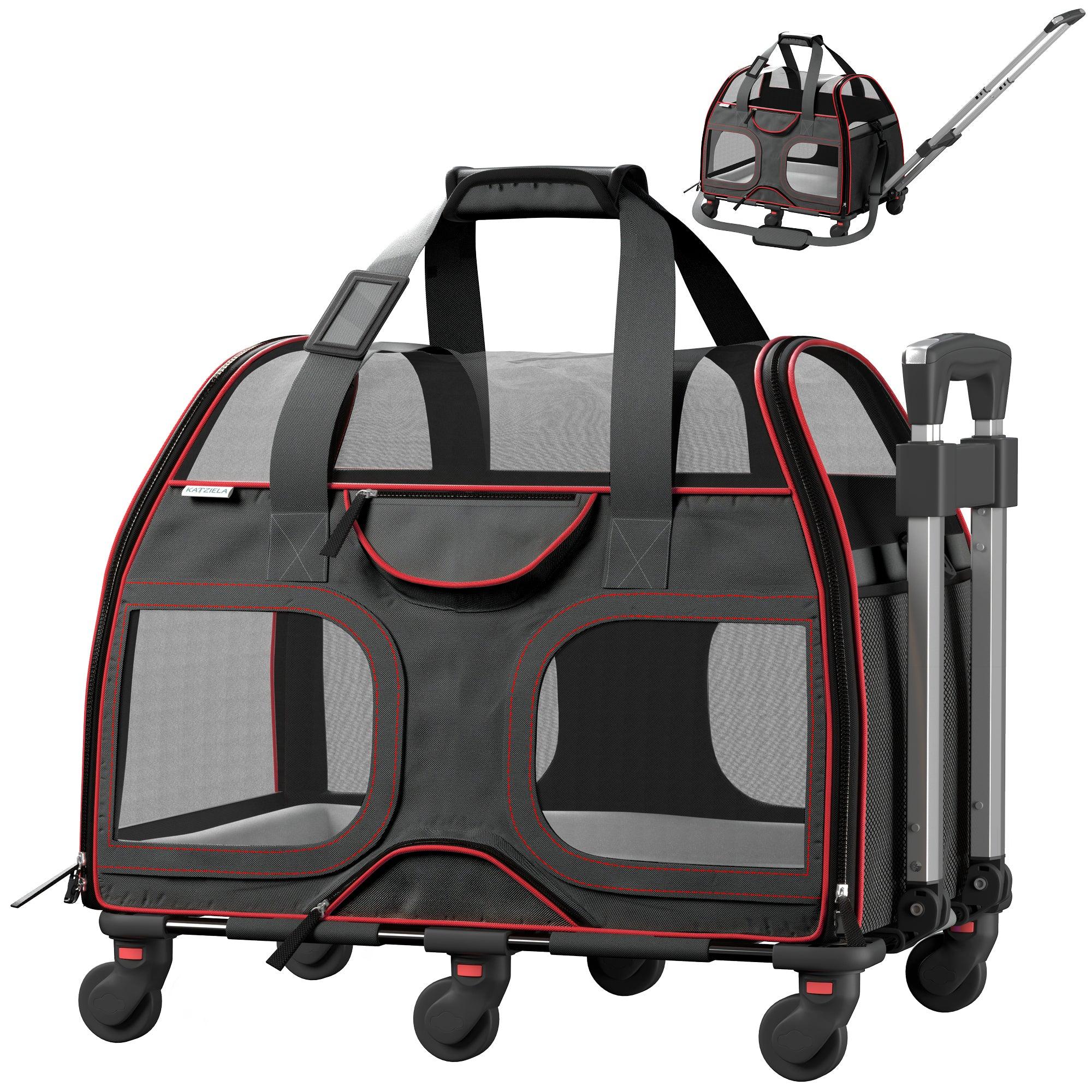 Luxury Rider™ Pet Carrier with Removable Wheels and Telescopic Handle - Katziela