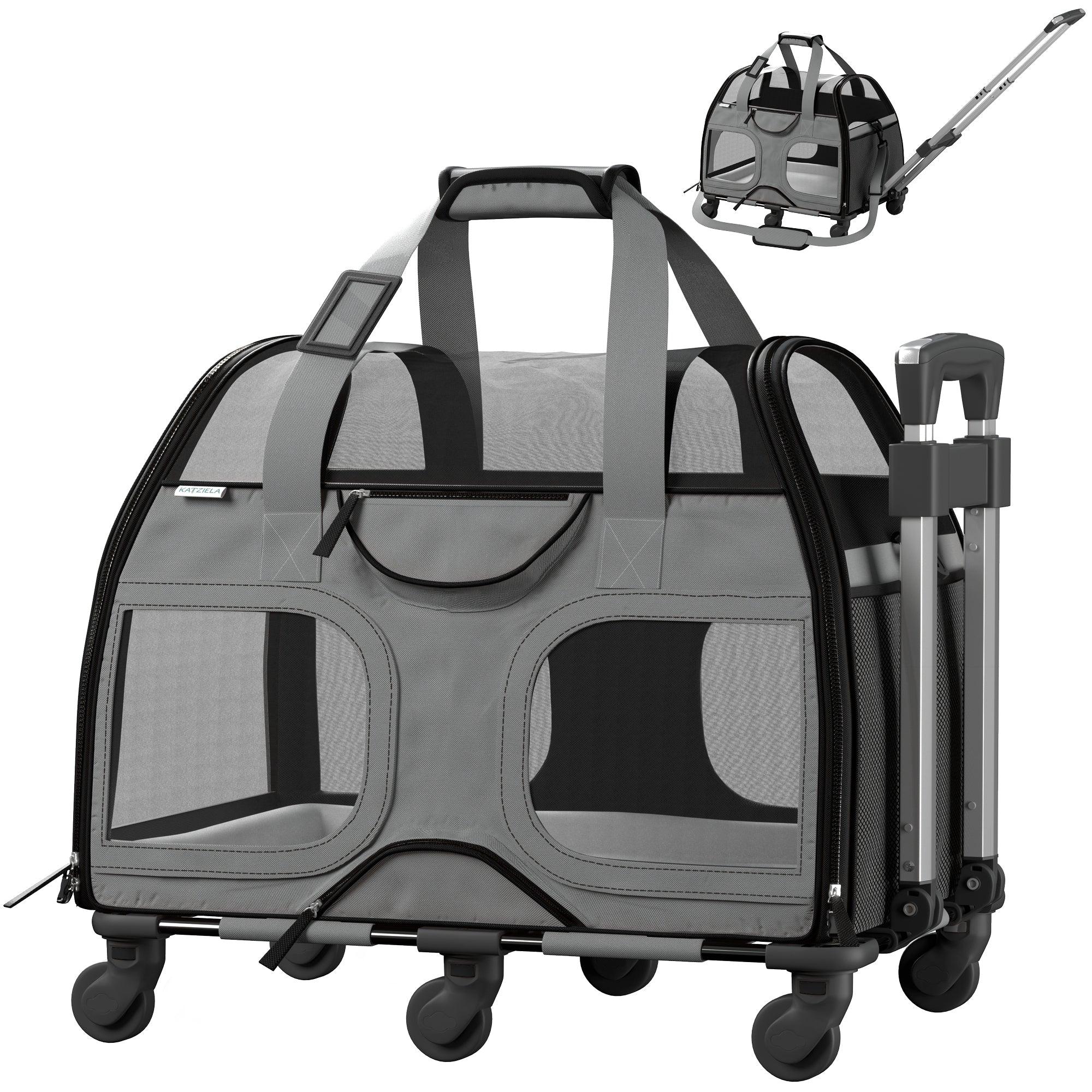 Luxury Rider™ Pet Carrier with Removable Wheels and Telescopic Handle - Katziela