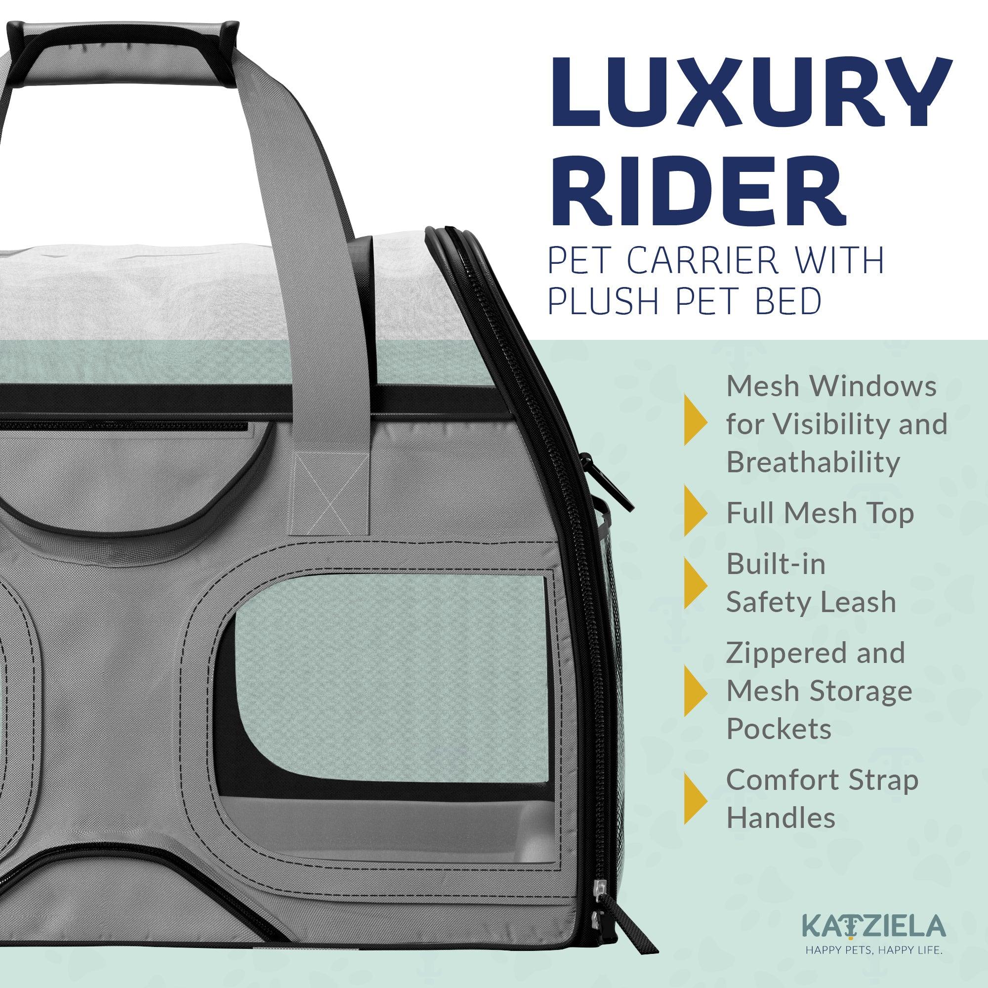 Luxury Rider™ Pet Carrier with Removable Wheels and Telescopic Handle - Katziela