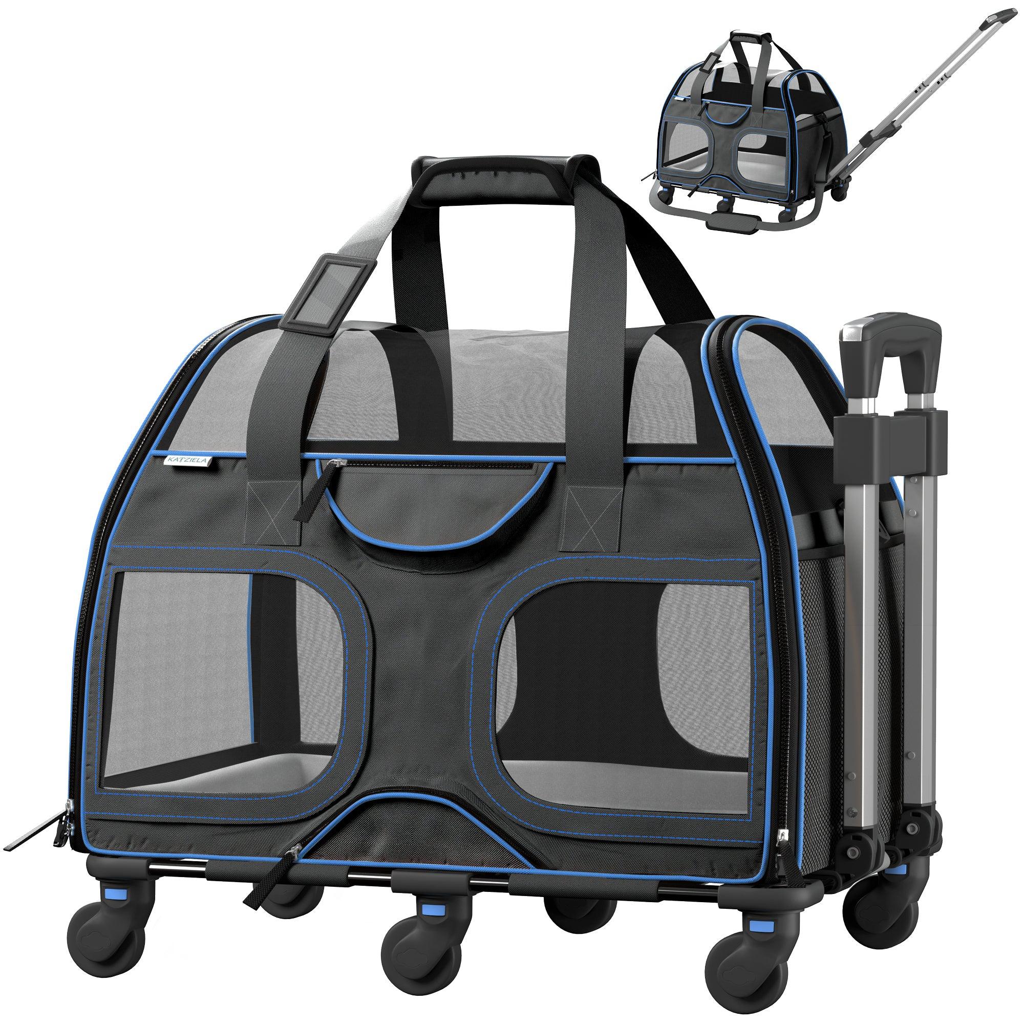 Luxury Rider™ Pet Carrier with Removable Wheels and Telescopic Handle - Katziela