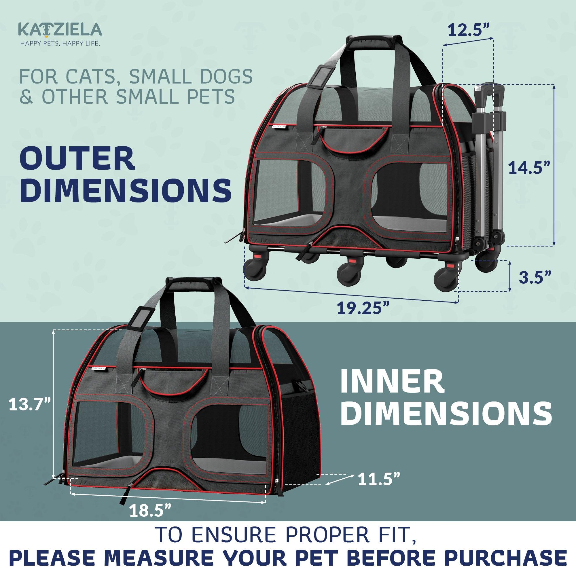 Luxury Rider™ Pet Carrier with Removable Wheels and Telescopic Handle - Katziela