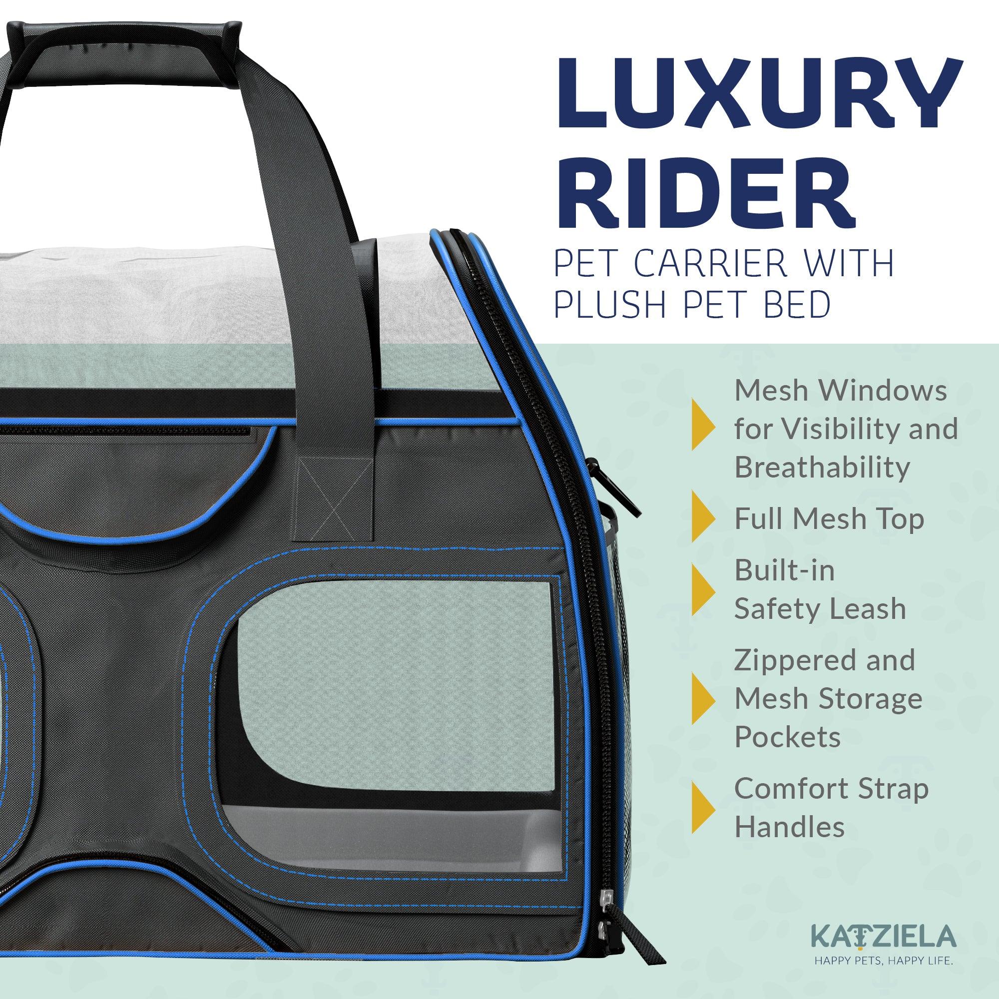 Luxury Rider™ Pet Carrier with Removable Wheels and Telescopic Handle - Katziela