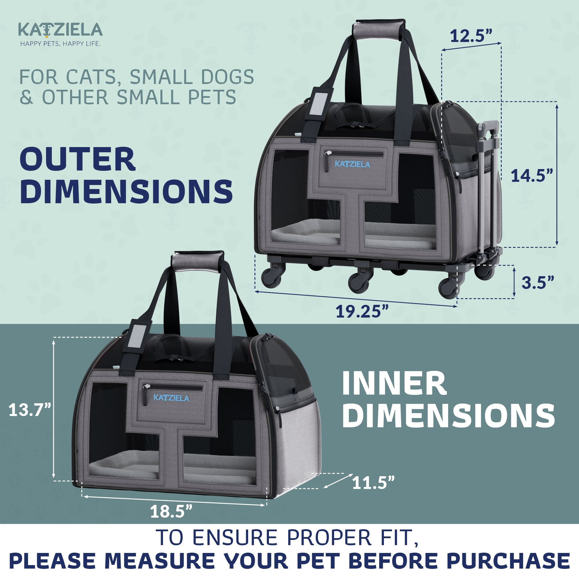 Luxury Lorry Pet Carrier with Removable Wheels and Telescopic Handle