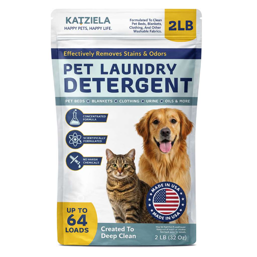 Laundry Detergent Odor Remover HE Washer Friendly Enzyme Based Powder Detergent for Cat Pee, Deodorizer, Urine, Dogs Beds, Dog Drool, Stain Eliminator - 64 Loads