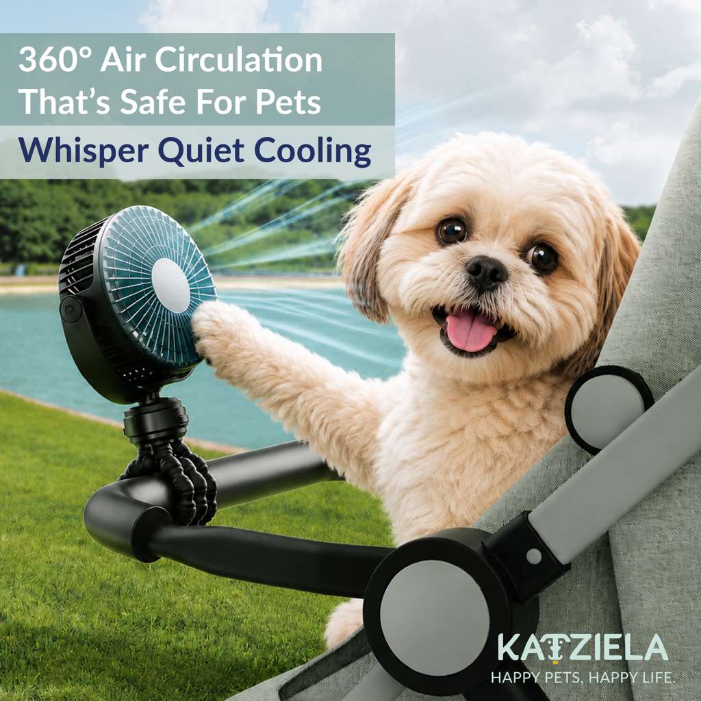 Katziela Pet Travel Tripod  Fan for Dogs & Cats