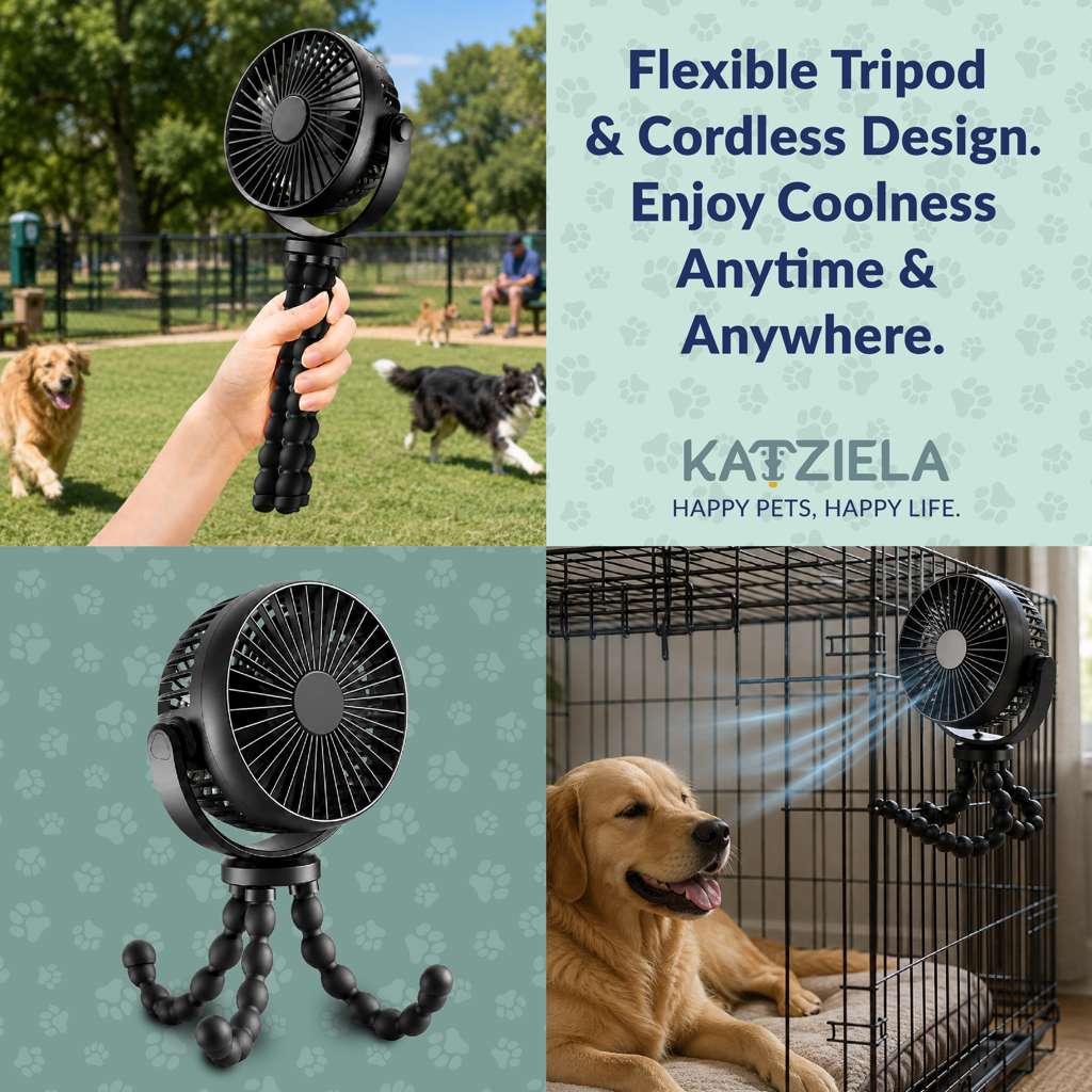 Katziela Pet Travel Tripod  Fan for Dogs & Cats