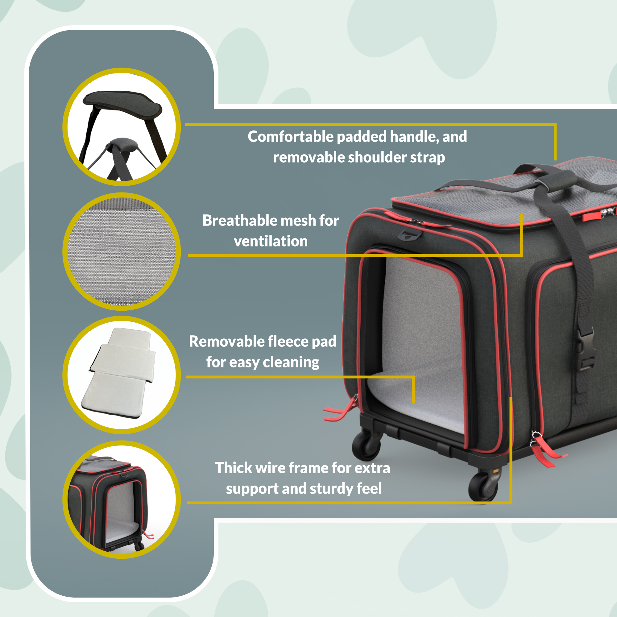 Katziela Rolling Rover Airline Compliant Expandable Wheeled Pet Carrier