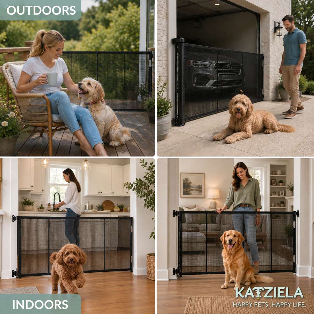 Katziela PawBarrier Retractable Mesh Gate – Extra Tall 41"