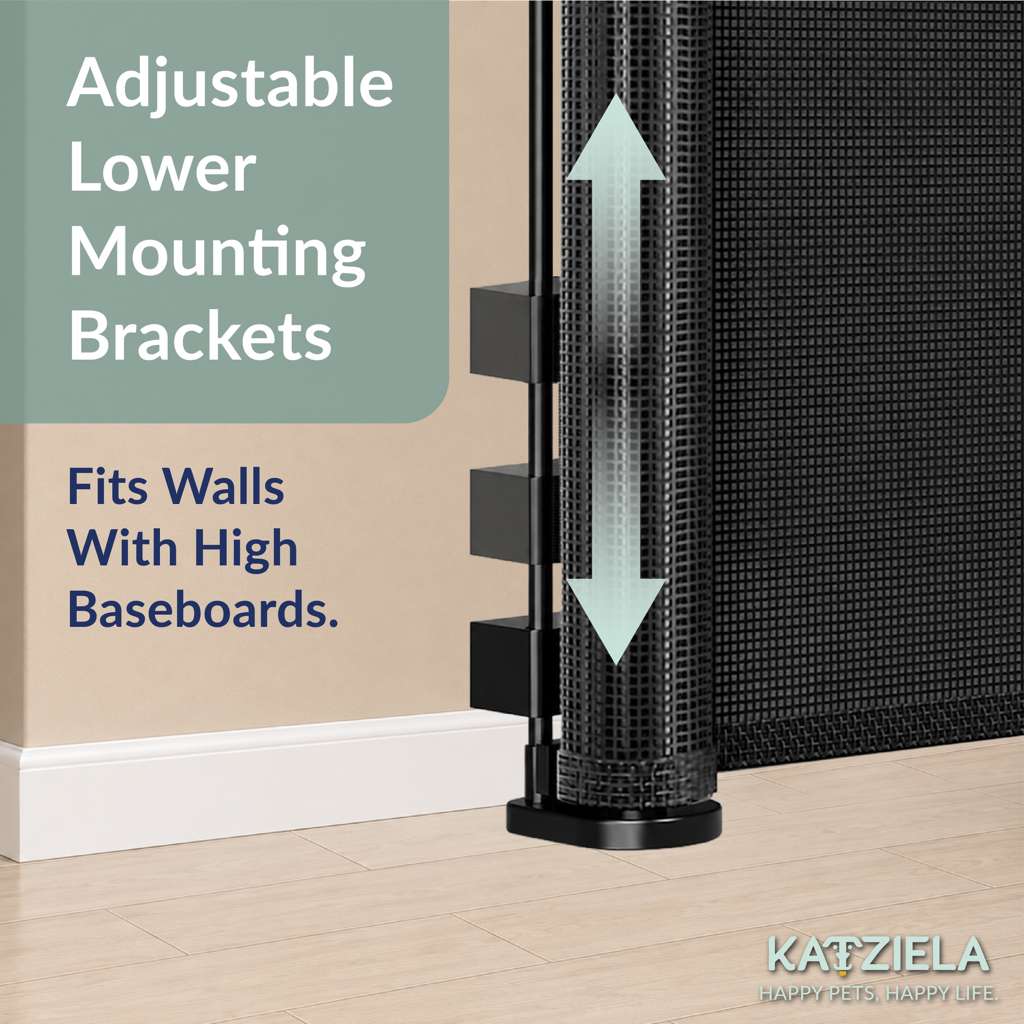 Katziela PawBarrier Retractable Mesh Gate – Extra Tall 41"