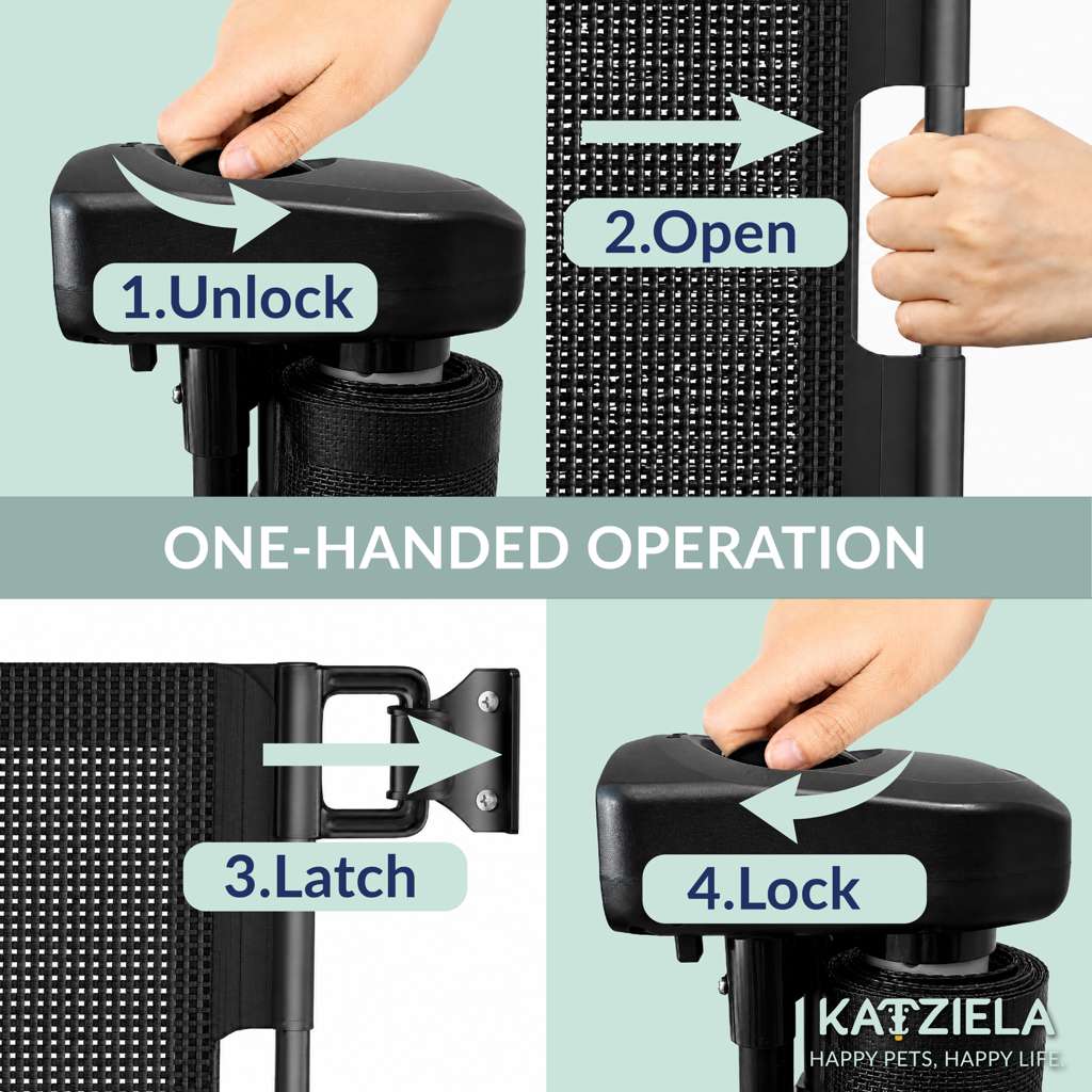 Katziela PawBarrier Retractable Mesh Gate – Extra Tall 41"