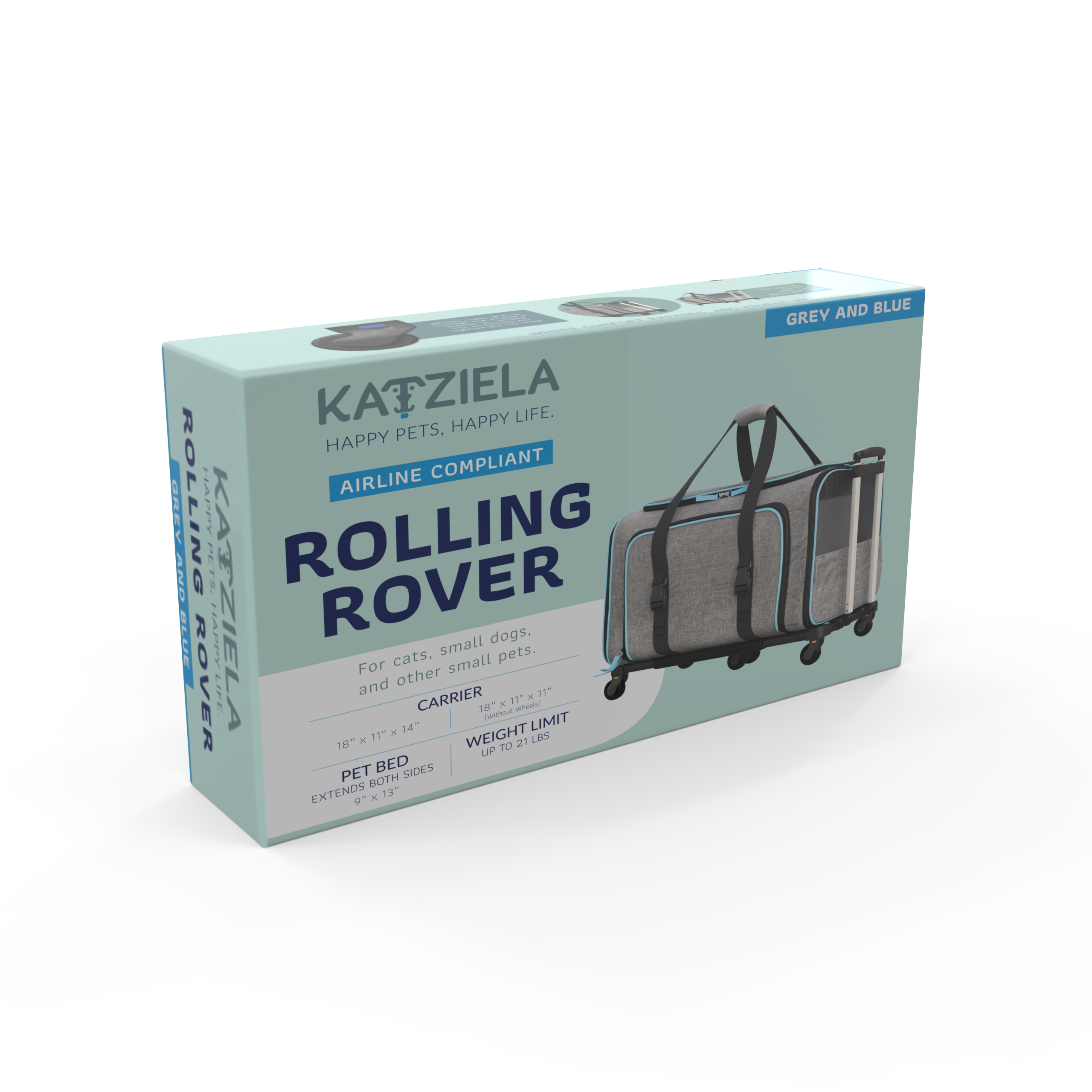 Katziela Rolling Rover Airline Compliant Expandable Wheeled Pet Carrier