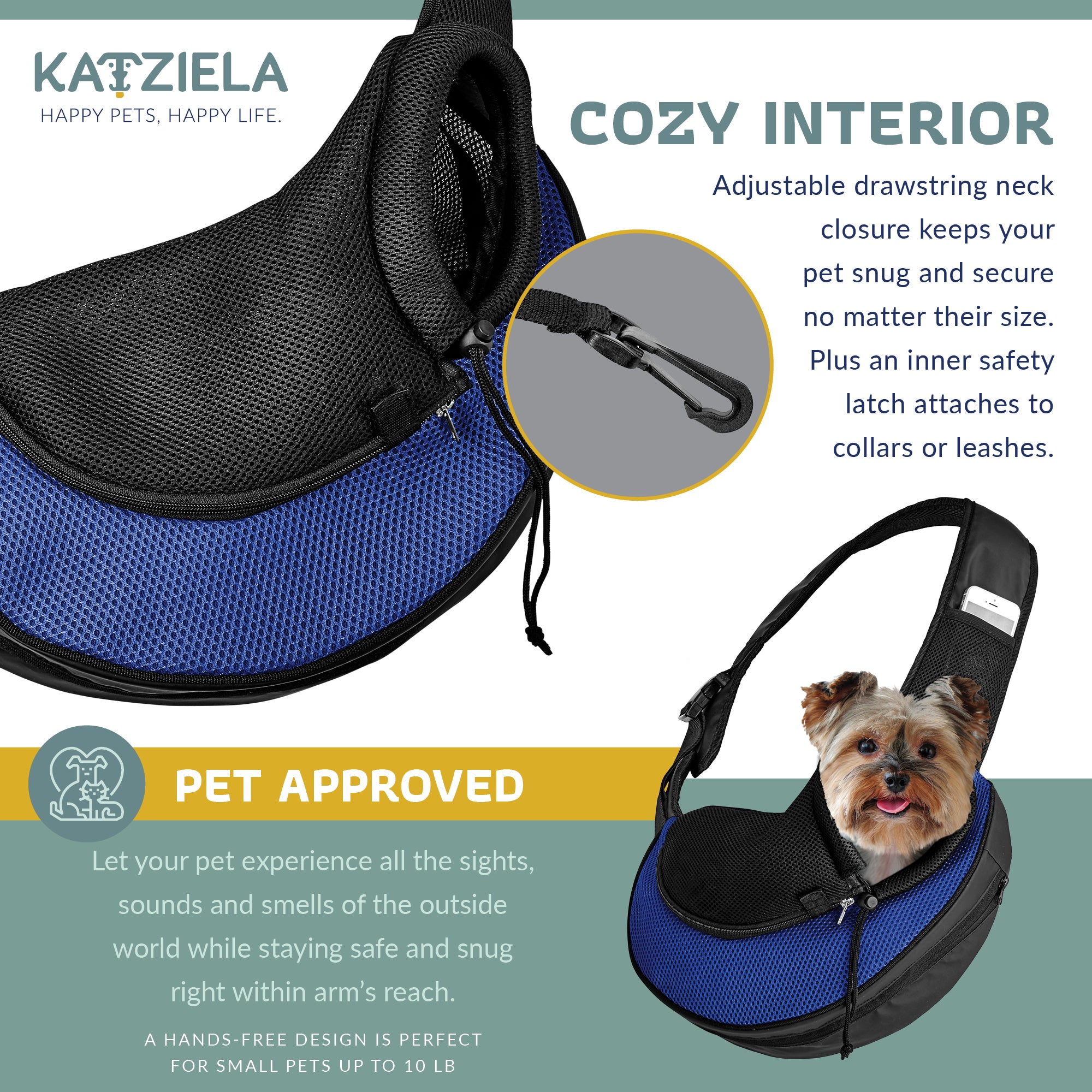 Katziela® Front Shoulder Pet Carrier for Small Dog, Cat and Puppy