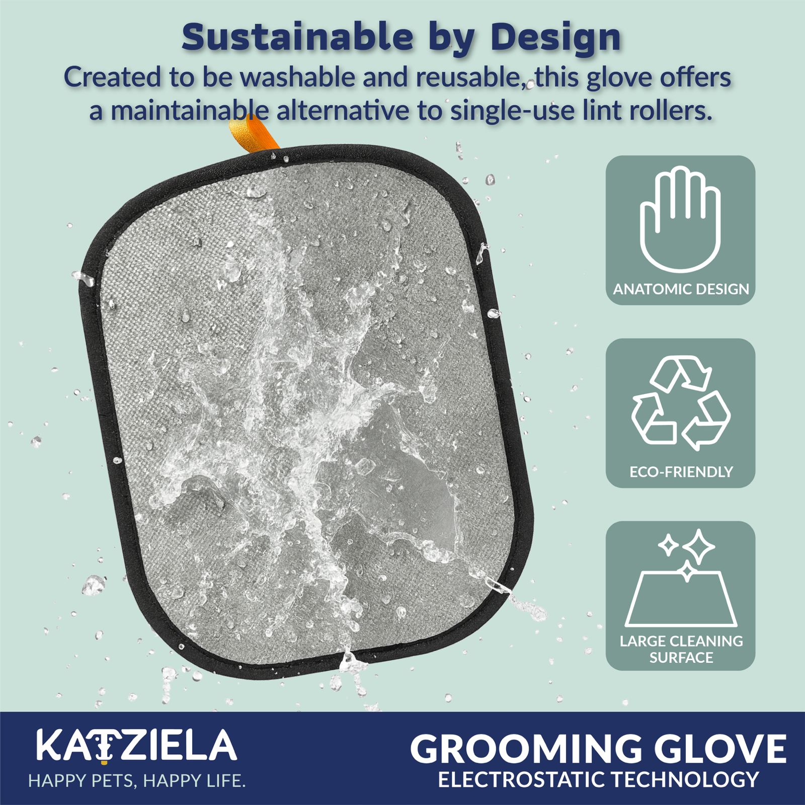 FurTidy Glove by Katziela – Pet Hair Remover Glove for Dogs & Cats, Reusable Electrostatic Grooming Mitt for Furniture, Clothing, Carpet & Car Seats – Washable & Eco-Friendly Deshedding Tool