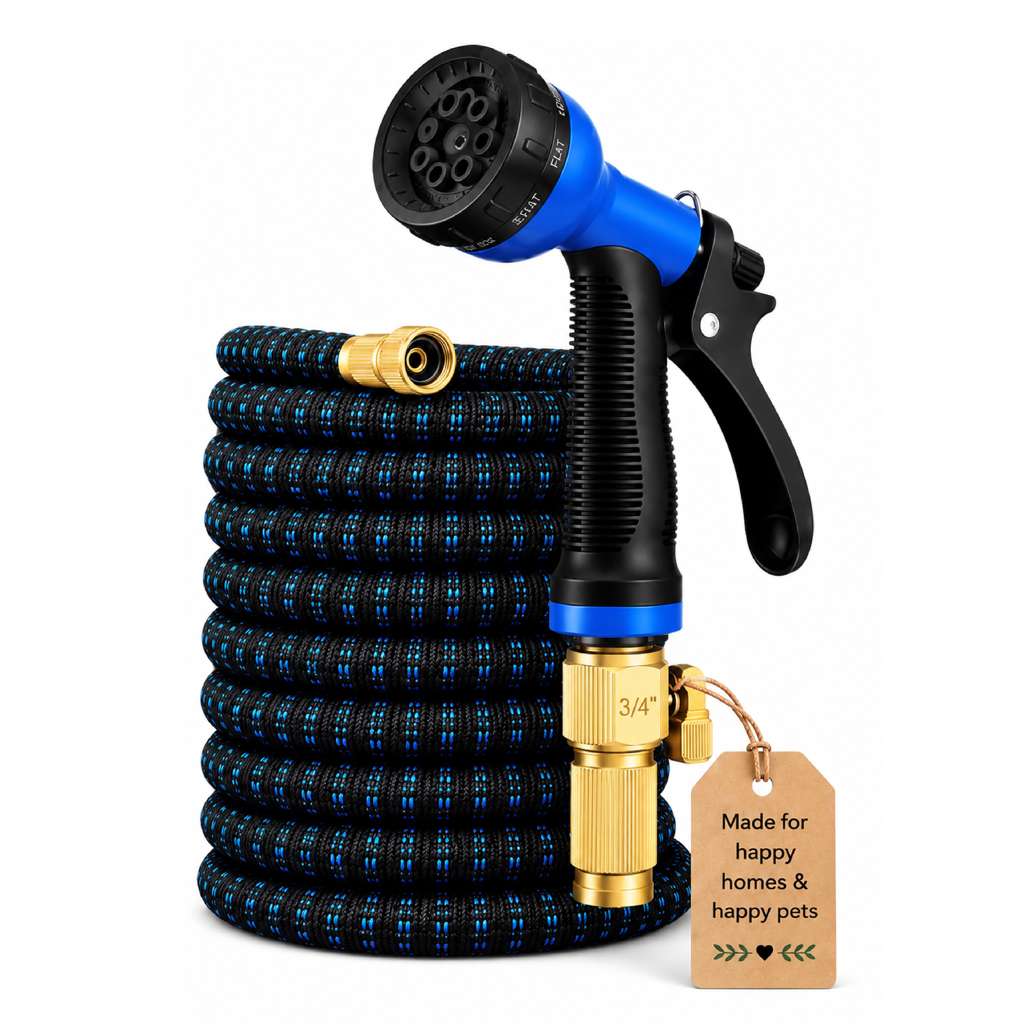 Pet Bathing Hose with 10 Spray Patterns Gentle Shower & Mist Settings, Brass Shut-Off Valve, Ideal for Gardening and Backyard Cleanup