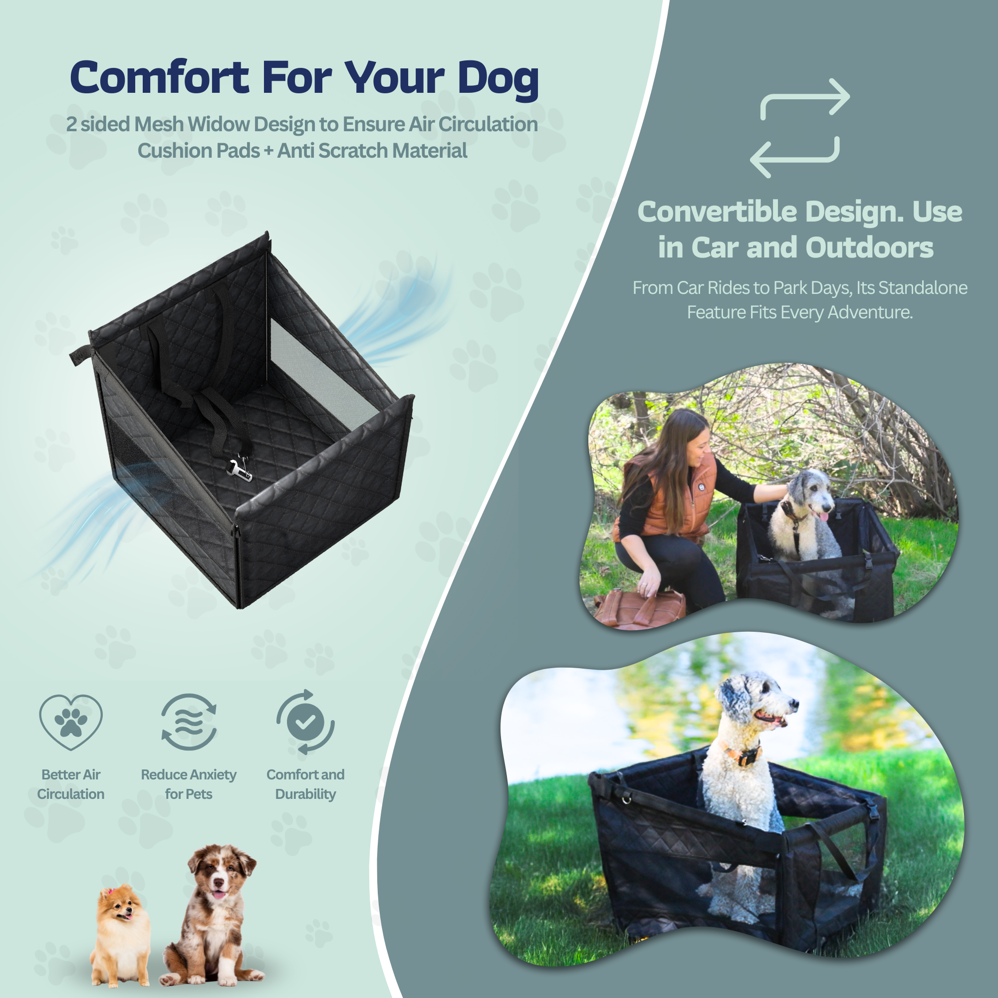 Katziela Dog Back Seat Cover Waterproof Quilted 600D Oxford Fabric, Heavy-Duty Non-Slip Bench Protector for Cars, SUVS & TRUCKS – SINGLE Size, Leaves Space for Passengers.