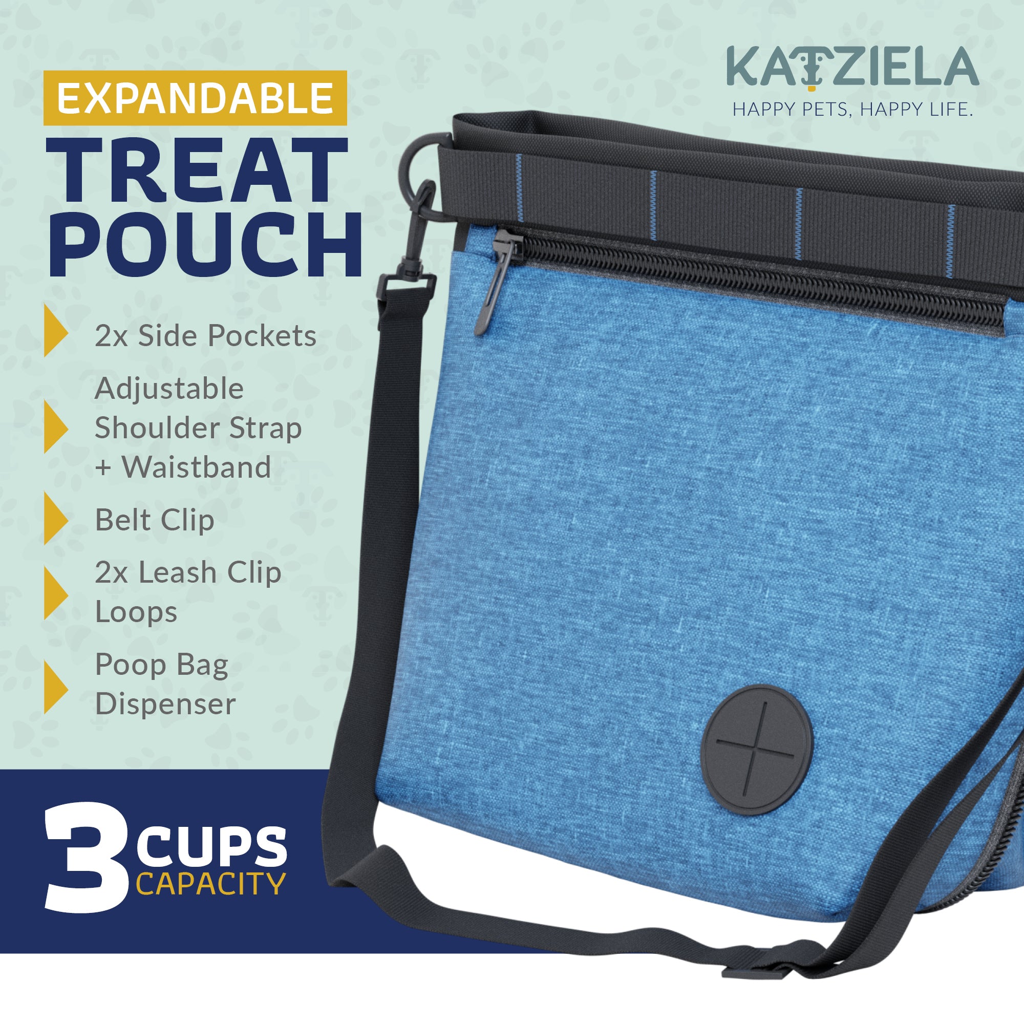 Treat Pouch Dog Training Dog Treat Pouch With Magnetic Closure - 4-Cup Silicone Bag With Clicker & 4-Way Wear Options Silicone Dog Treat Pouches